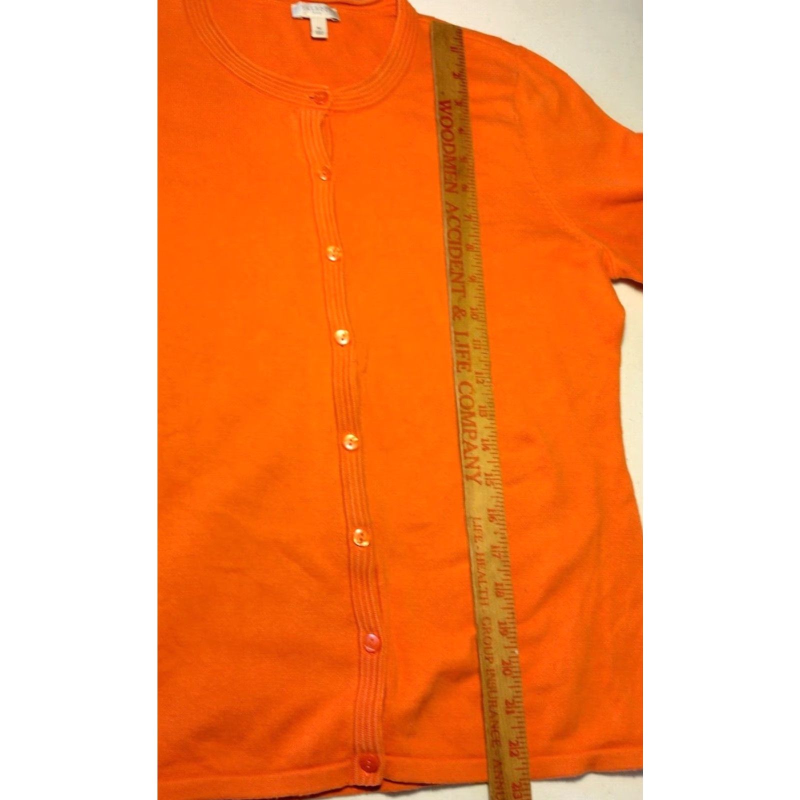 Talbots Talbots Cardigan Sweater Women M Orange Cotton Button Up Casual Knit Round Neck Long Sleeve Size M / US 6-8 / IT 42-44 - 7 Thumbnail
