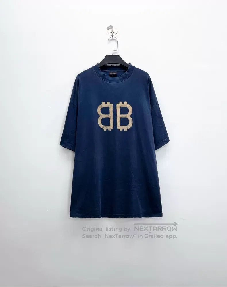 Balenciaga Balenciaga Midnight blue distressed bitcoin logo short-sle Size US XL / EU 56 / 4 - 1 Thumbnail