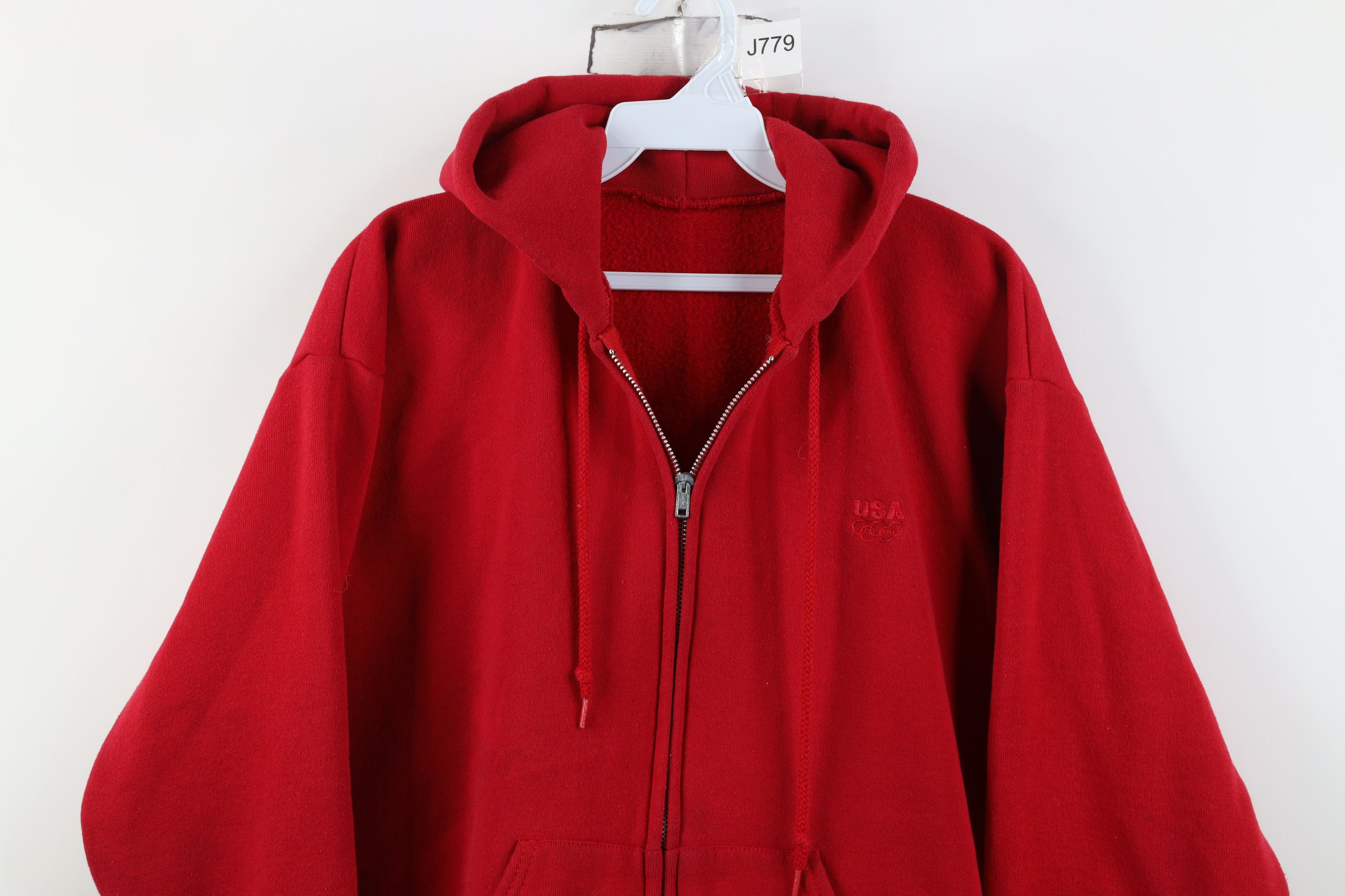 Vintage Vintage 90s USA Olympics Full Zip Hoodie Sweatshirt Red USA Size US S / EU 44-46 / 1 - 2 Thumbnail