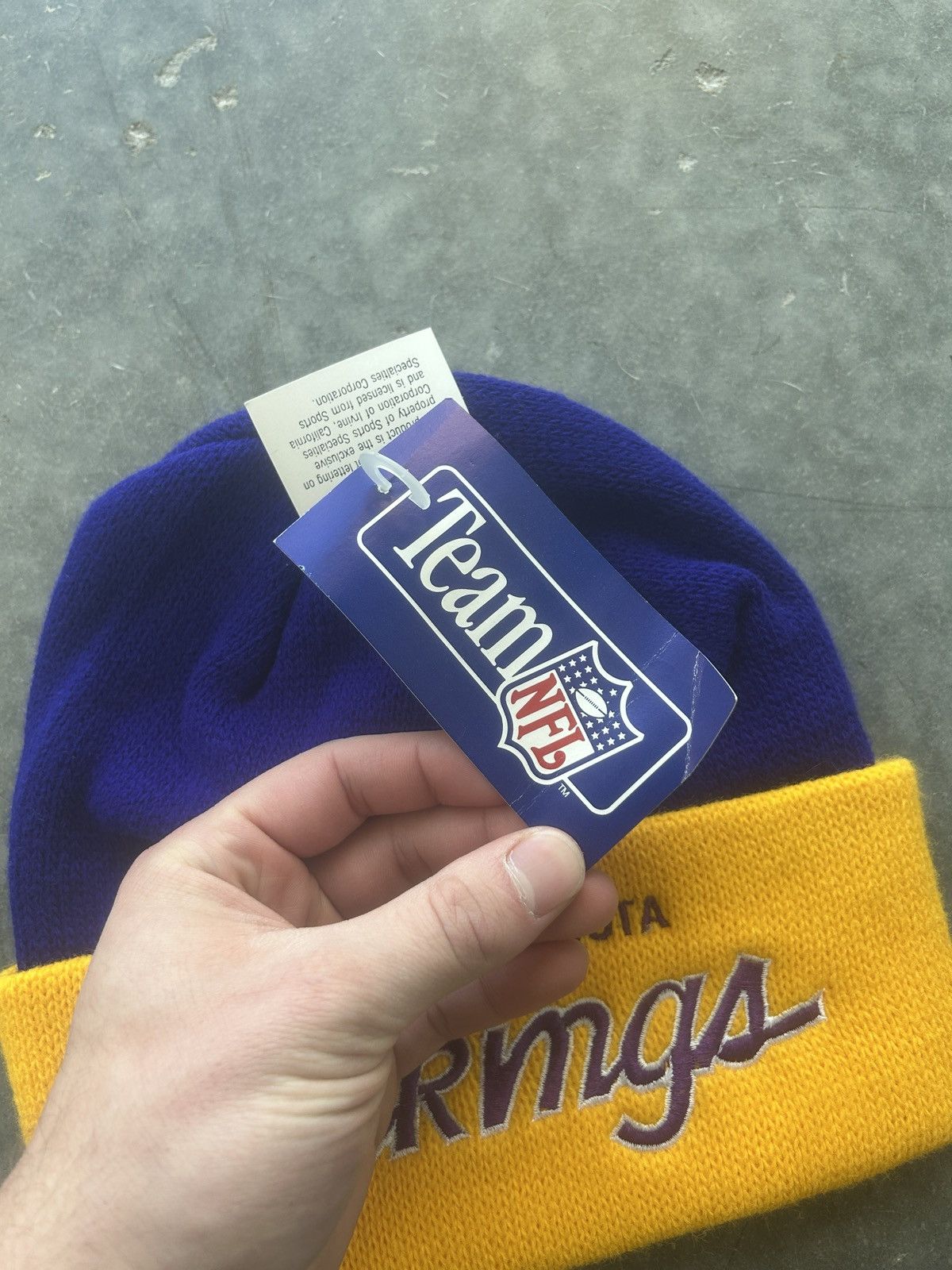 NFL × Sports Specialties × Vintage BNWT Vintage 90s Vikings Sports Specialties Script Beanie Size ONE SIZE - 2 Thumbnail