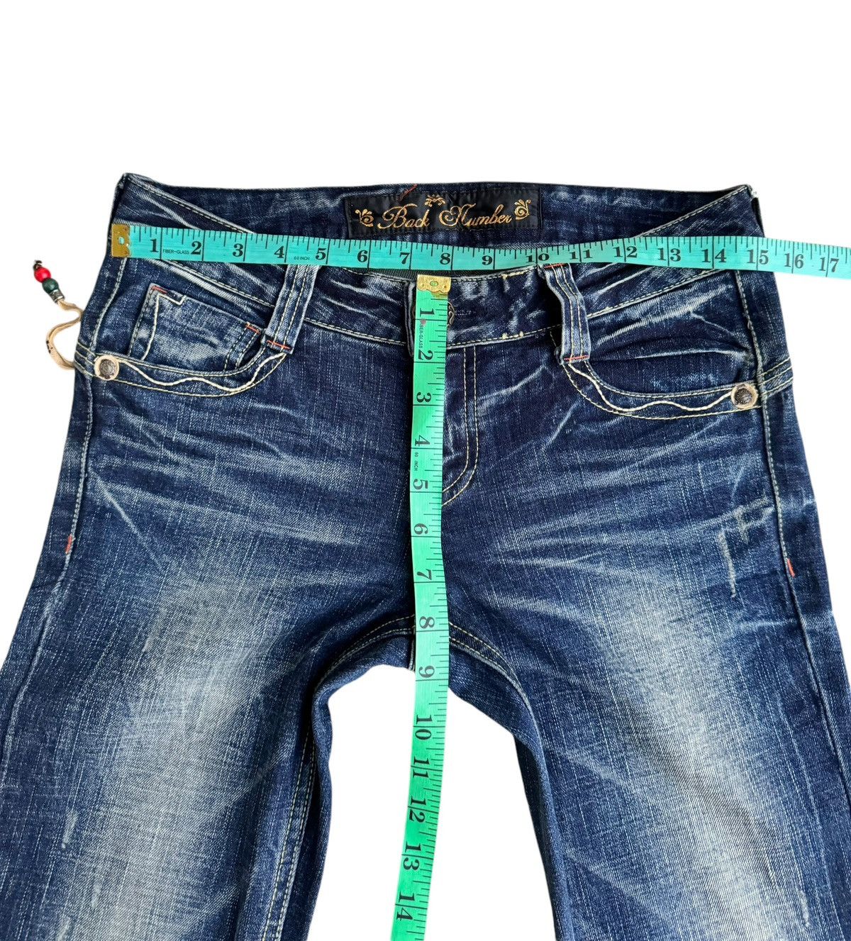 Japanese Brand × Le Grande Bleu (L.G.B.) Sick⚡️Distressed Back Number Low Rise Flare Jeans Size 29" - 15 Thumbnail