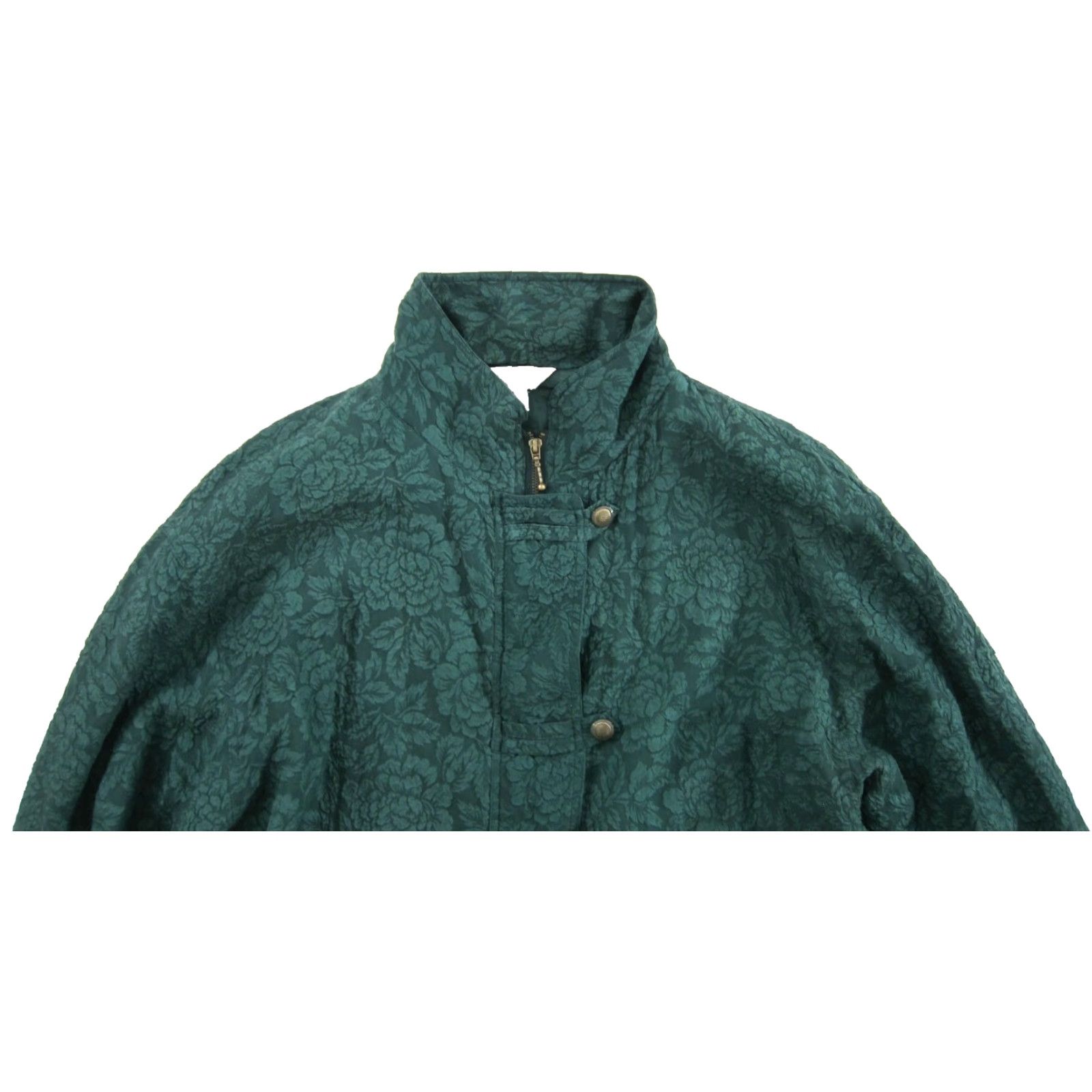 Greats VINTAGE Great Cavalier St Paul 100% Silk Green Mock Neck Jacket Women XL Size XL / US 12-14 / IT 48-50 - 4 Thumbnail