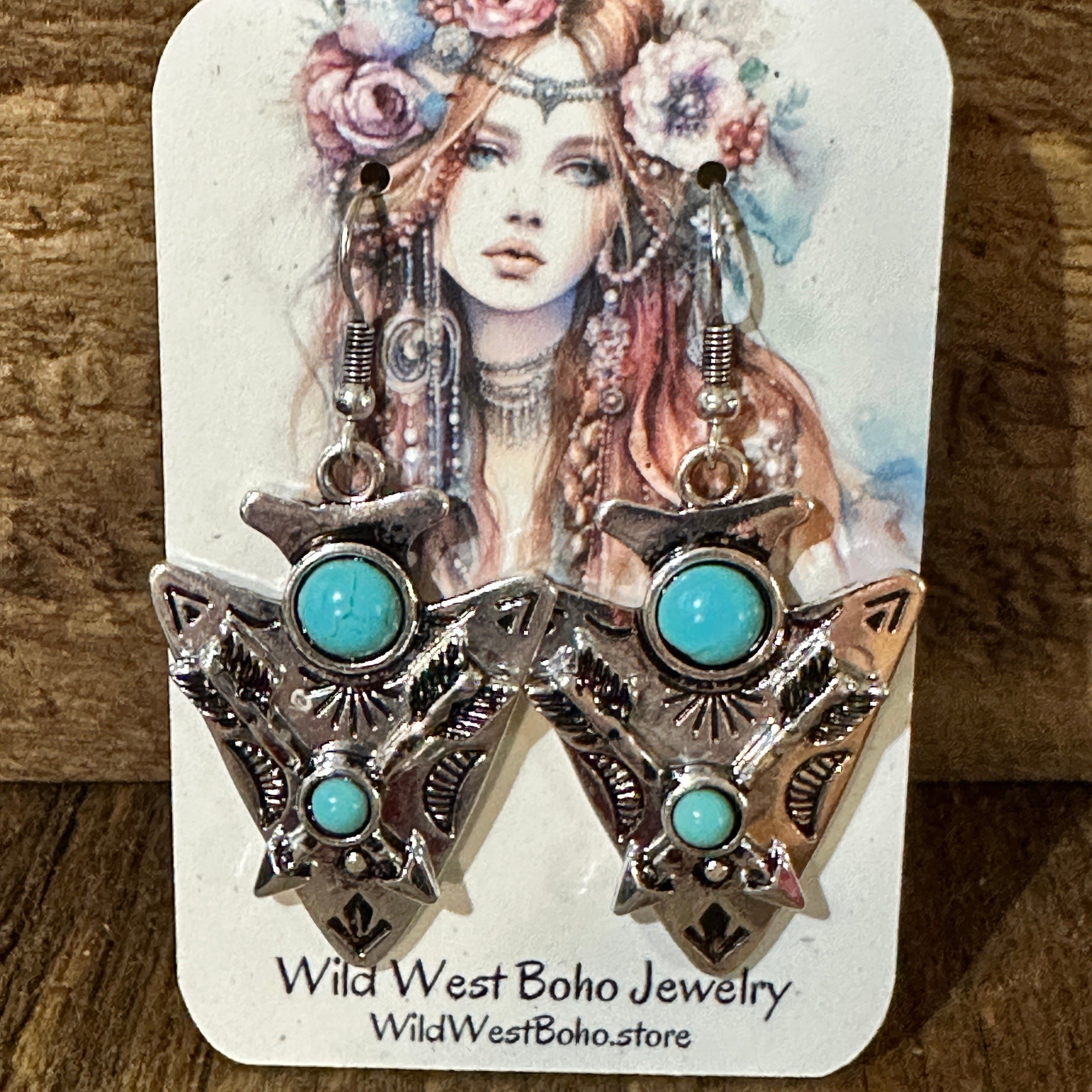 Other Boho Chic Turquoise-Embellished Native Arrowhead Dangle Earr Size ONE SIZE - 6 Thumbnail