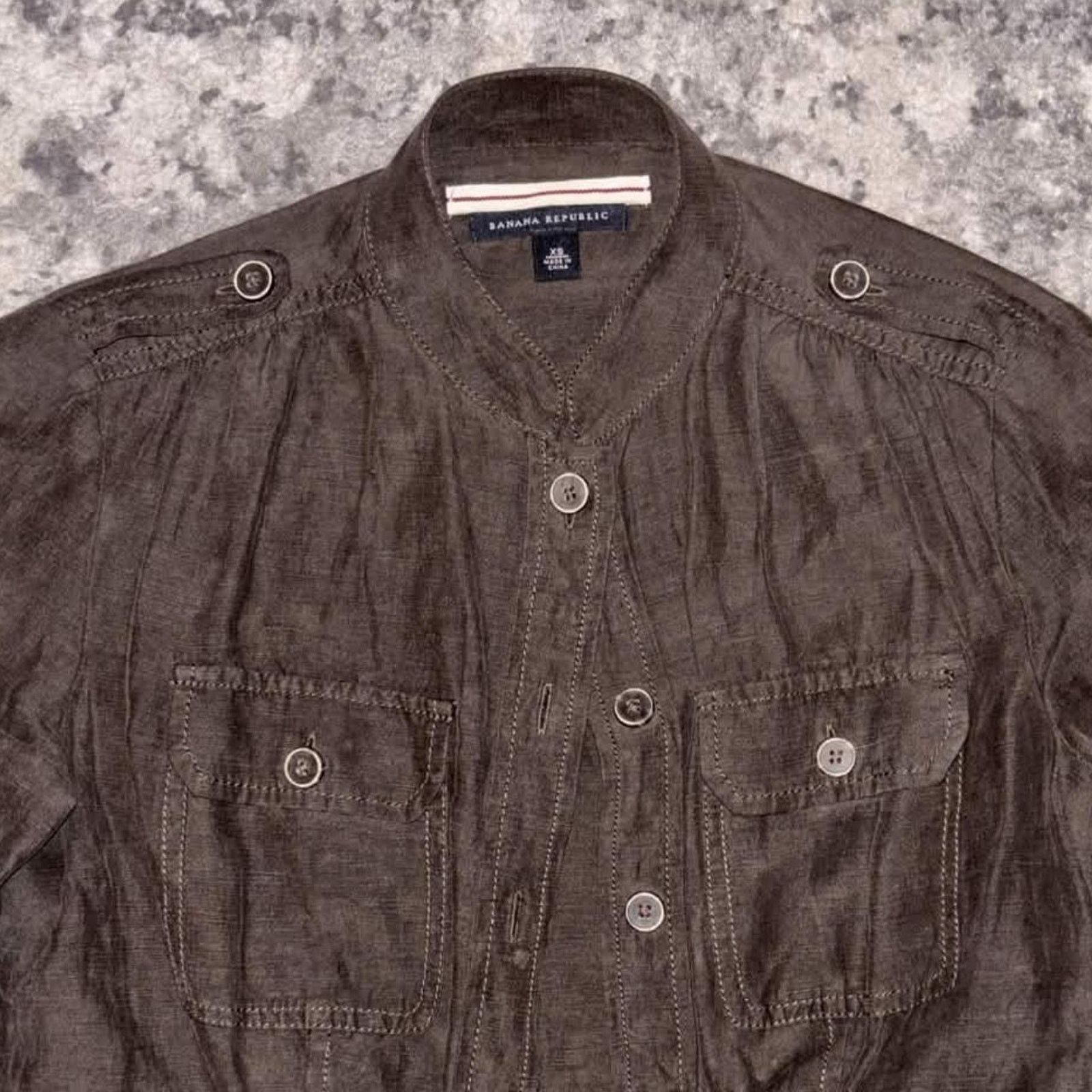 Banana Republic Y2K Banana Republic Silk Linen Long Sleeve Button Up Size XS / US 0-2 / IT 36-38 - 3 Thumbnail
