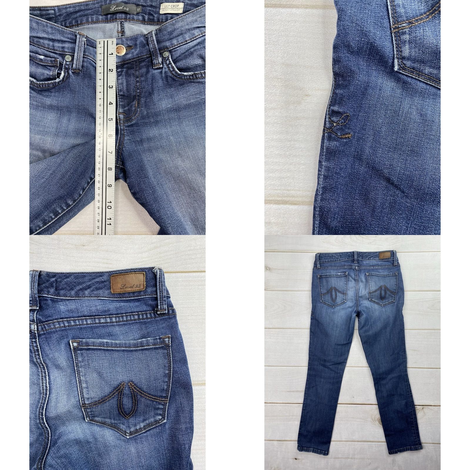 Vintage VINTAGE Level 99 Lily Crop Jeans Womens 27 Dark Distressed Skinny Stretch Denim Blue Cotton Blend Slim Crop Womens Size 27" / US 4 / IT 40 - 8 Thumbnail