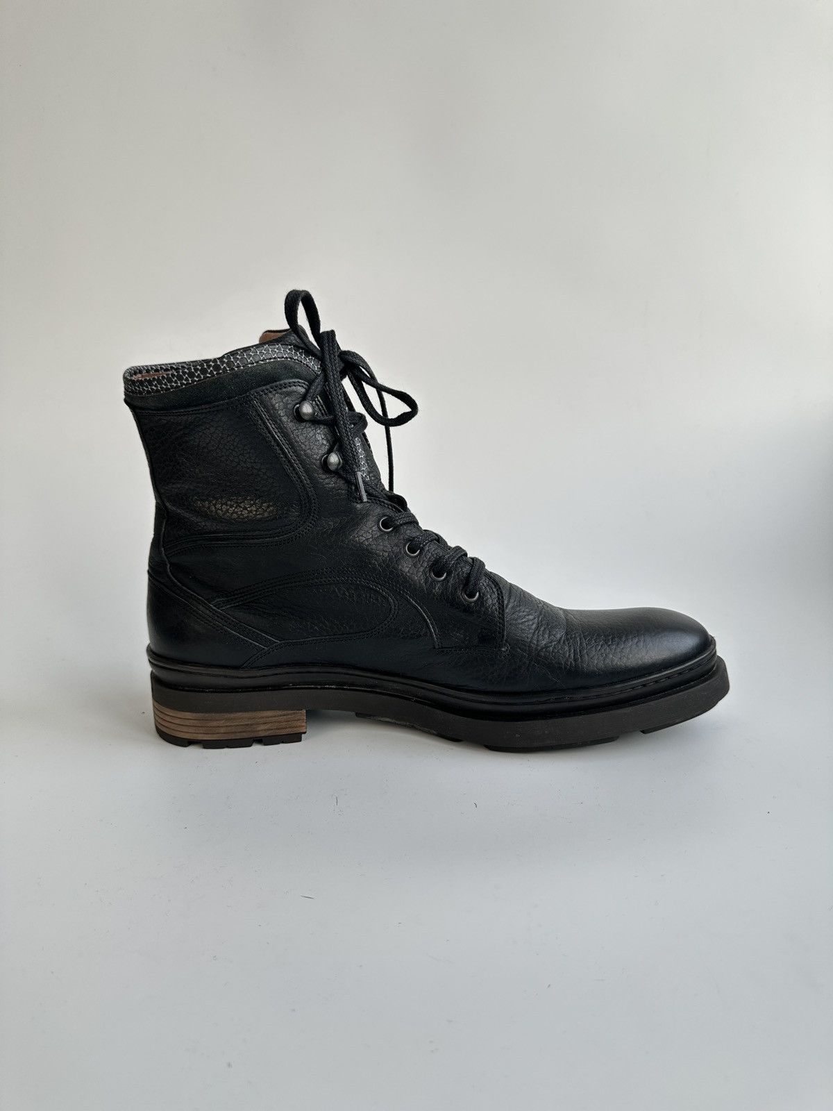 Floris van Bommel Floris van Bommel 10601 Black Leather Combat Boots Lace-up Size US 11 / EU 44 - 10 Thumbnail