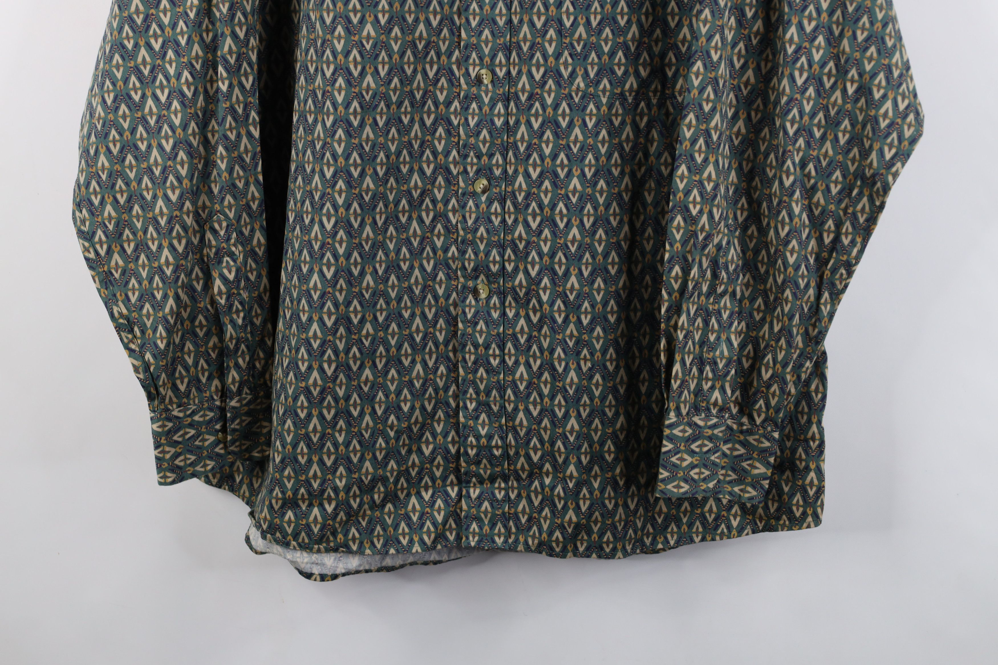 Vintage Vintage 90s Streetwear Collared Button Down Shirt Green Size US L / EU 52-54 / 3 - 3 Thumbnail