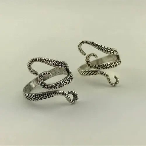 Handmade × Jewelry Kraken Octopus Sterling Silver Adjustable Ring Size ONE SIZE - 3 Thumbnail