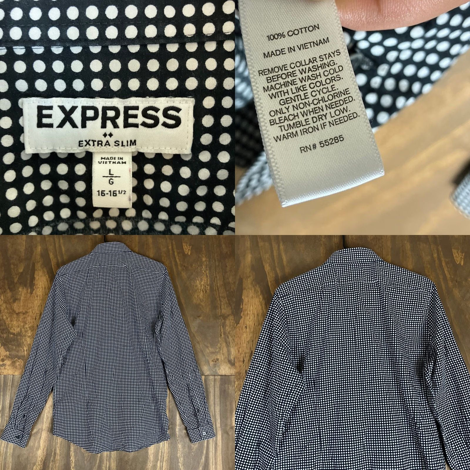 Express Express Womens Shirt Black White Dotted Extra Slim Button Down Long Sleeve L Women’s ShirtXS? Size L / US 10 / IT 46 - 8 Thumbnail