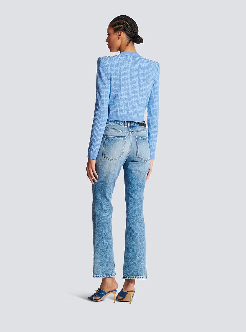 Balmain o1s1wg111225 Pb Labyrinth Knit Cardigan in Blue Size S / US 4 / IT 40 - 7 Thumbnail