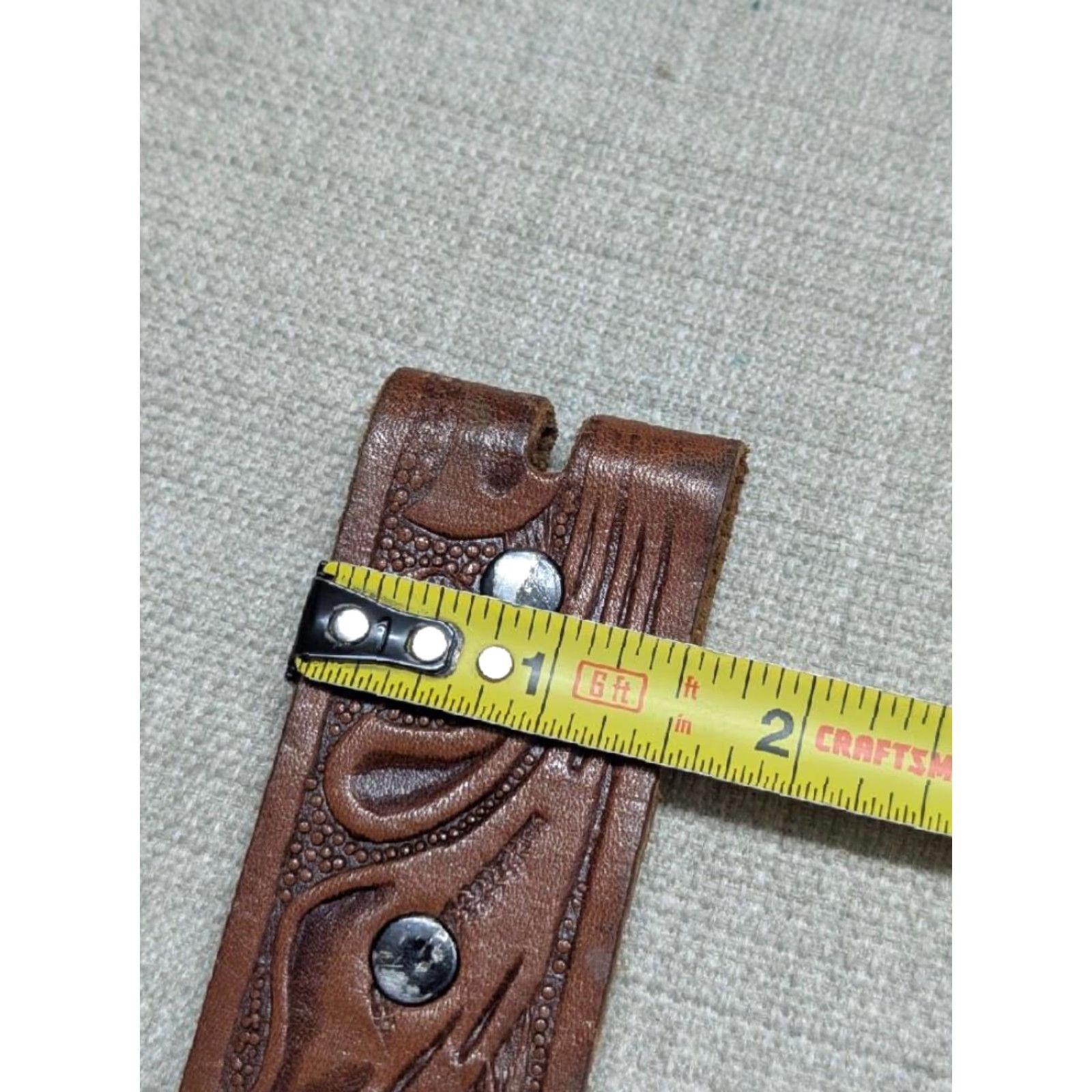 Vintage VINTAGE Handcrafted Tooled brown Western belt 34 Men Cowhide Leather Buckle belt 1-1/2" Western Rodeo Cowboy pattern Tooled buckle Size 34 - 7 Thumbnail