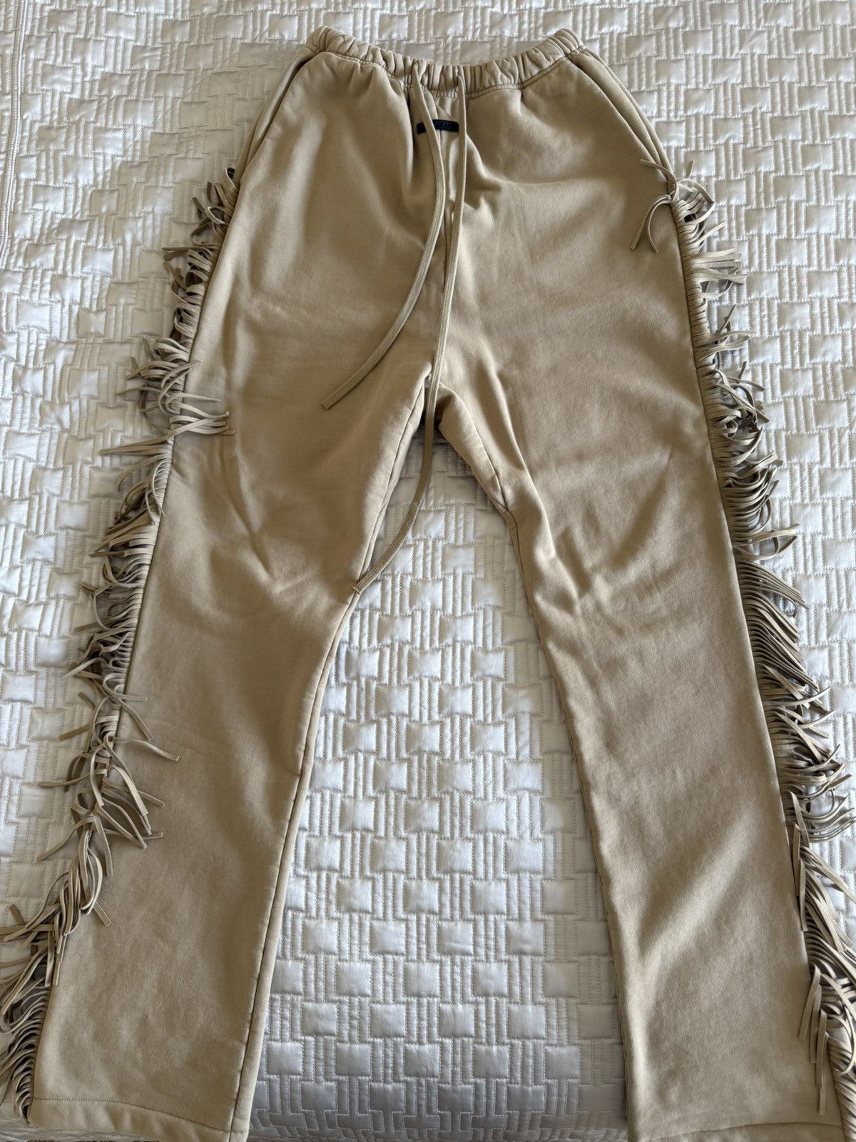 Fear of God Relaxed Fit Beige Fringe Sweatpants Size XS