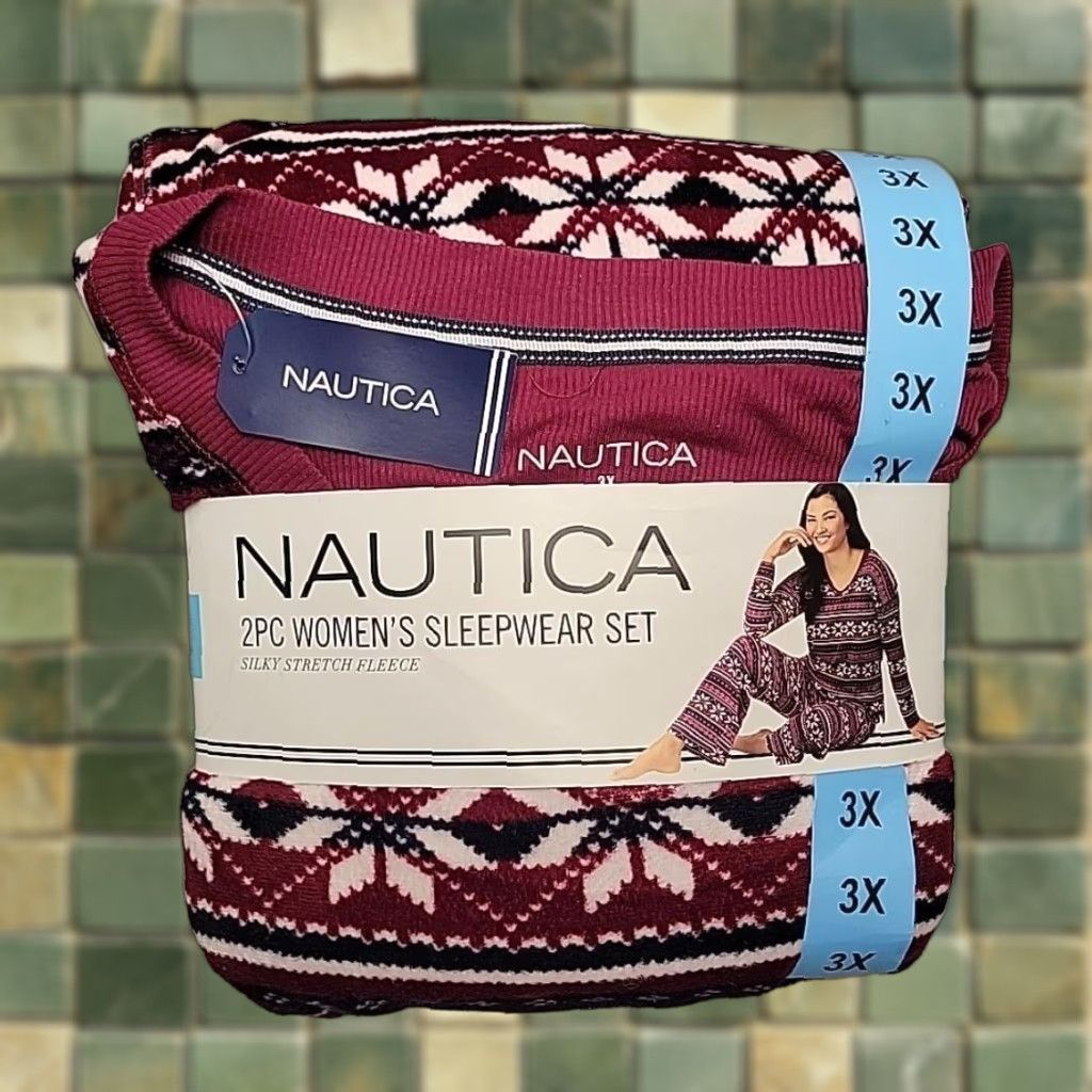 Nautica Nautica Pajama Set Womens 3X Purple Fair Isle Sleepwear 2PC NWT Silky Stretch Fleece Pant Top Lounge Winter Holiday Mens? Size ONE SIZE - 1 Thumbnail