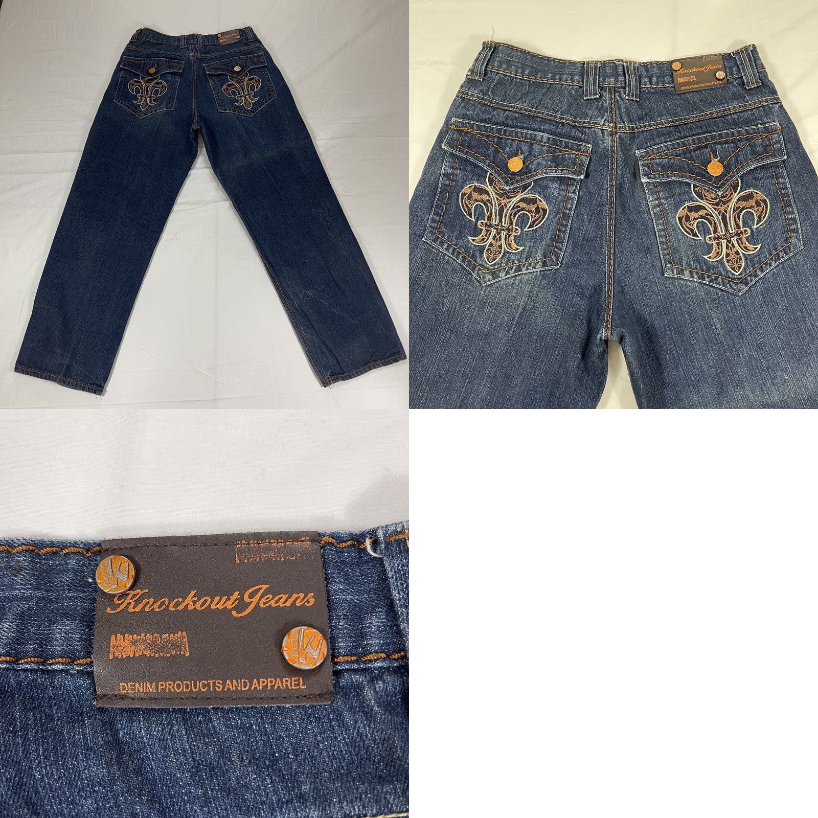 Denime Knockout Jeans Men’s 36x34 Denim Embroidered Flap Pocket Style 1026 Baggy KO Jeans Size US 34 / EU 50 - 9 Thumbnail