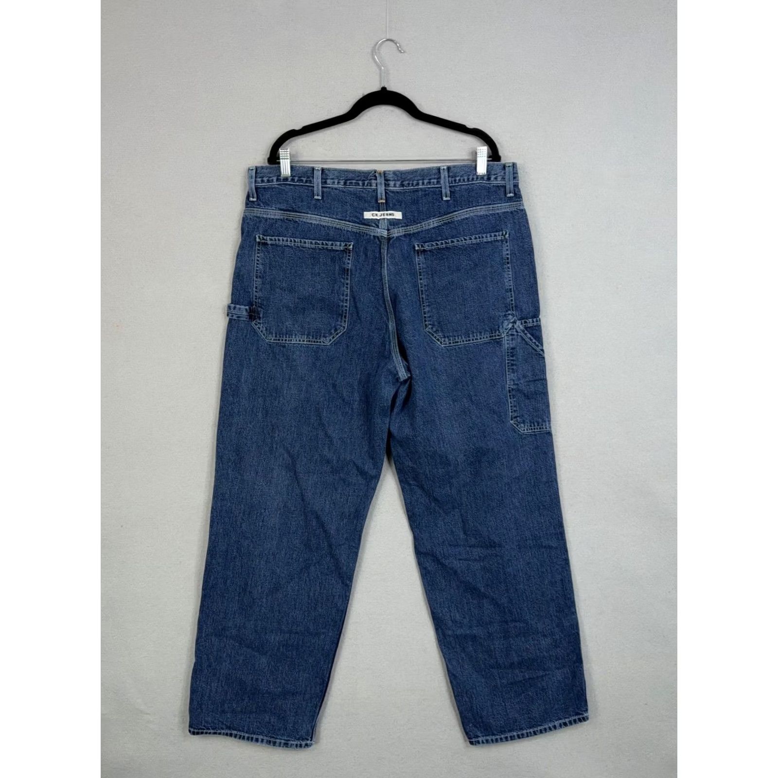 Vintage Calvin Klein Jeans Mens 38 Blue Denim Baggy Skater Carpenter Workwear Pants - 90s Vintage Size US 38 / EU 54 - 2 Thumbnail
