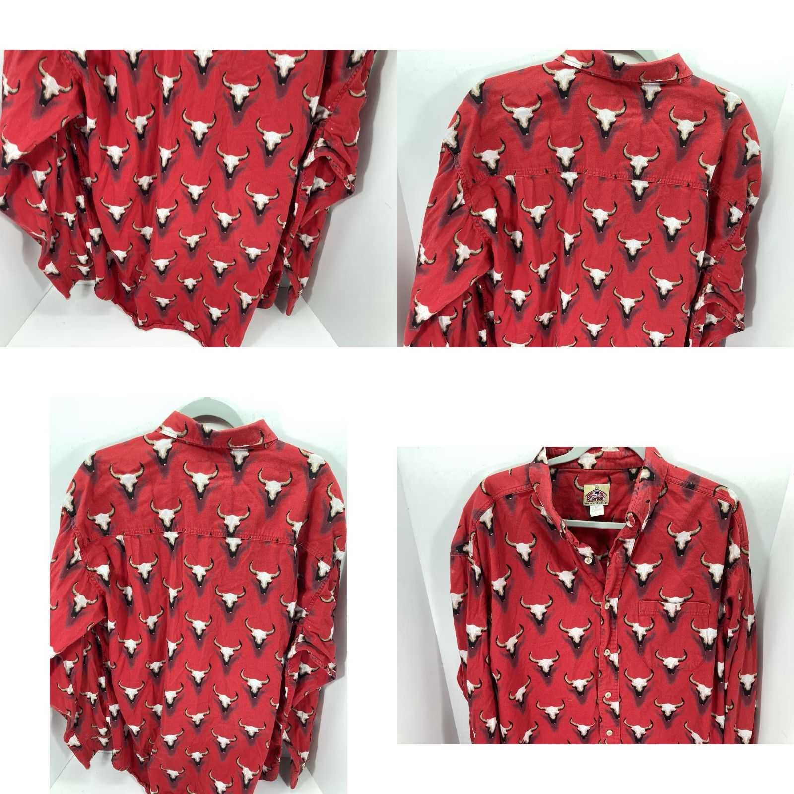 Vintage VINTAGE Barn Fly Western Shirt Men Large Red AOP Seer Cow Head Long Sleeve Button VTG Size US L / EU 52-54 / 3 - 8 Thumbnail