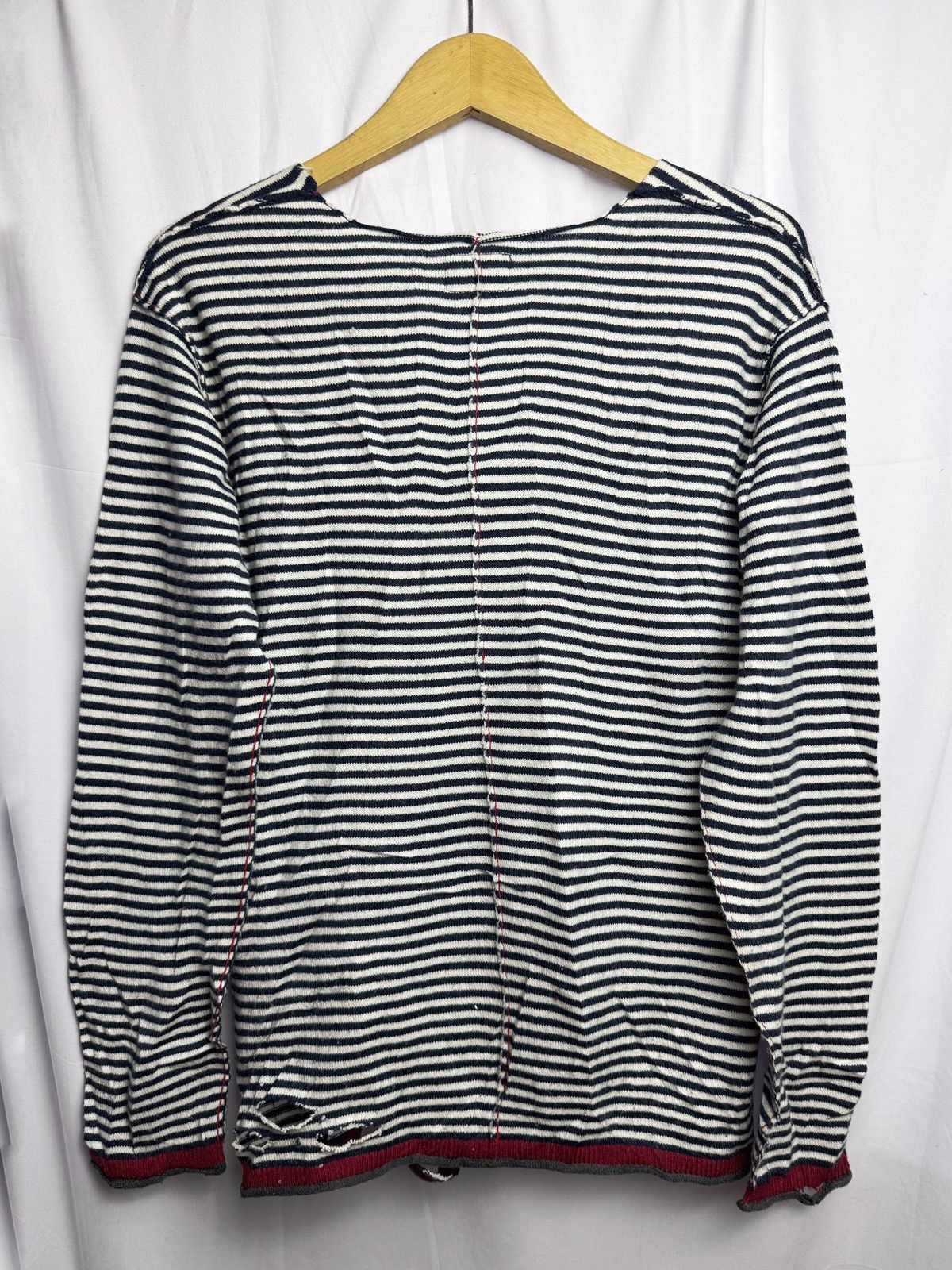 Hysteric Glamour × Japanese Brand × PPFM PPFM Distressed Stripe Long Sleeve Knit Size US M / EU 48-50 / 2 - 5 Thumbnail