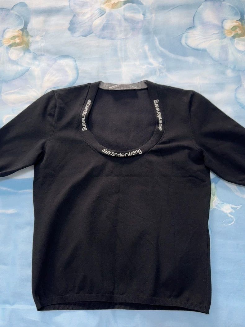 Alexander Wang Alexander Wang Logo Elastic Collar T-shirt- Size M / US 6-8 / IT 42-44 - 3 Thumbnail