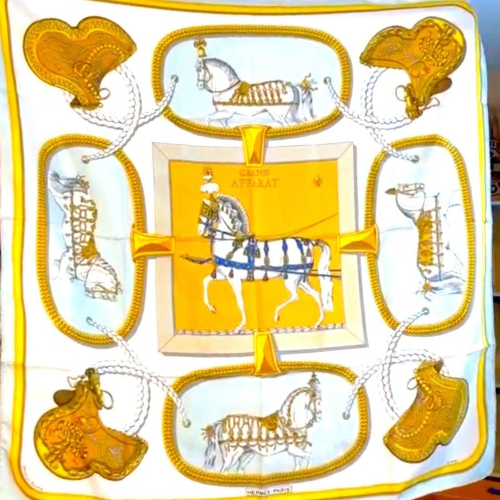 Hermes Hermes Equestrian Print Silk Scarf Size ONE SIZE - 1 Thumbnail