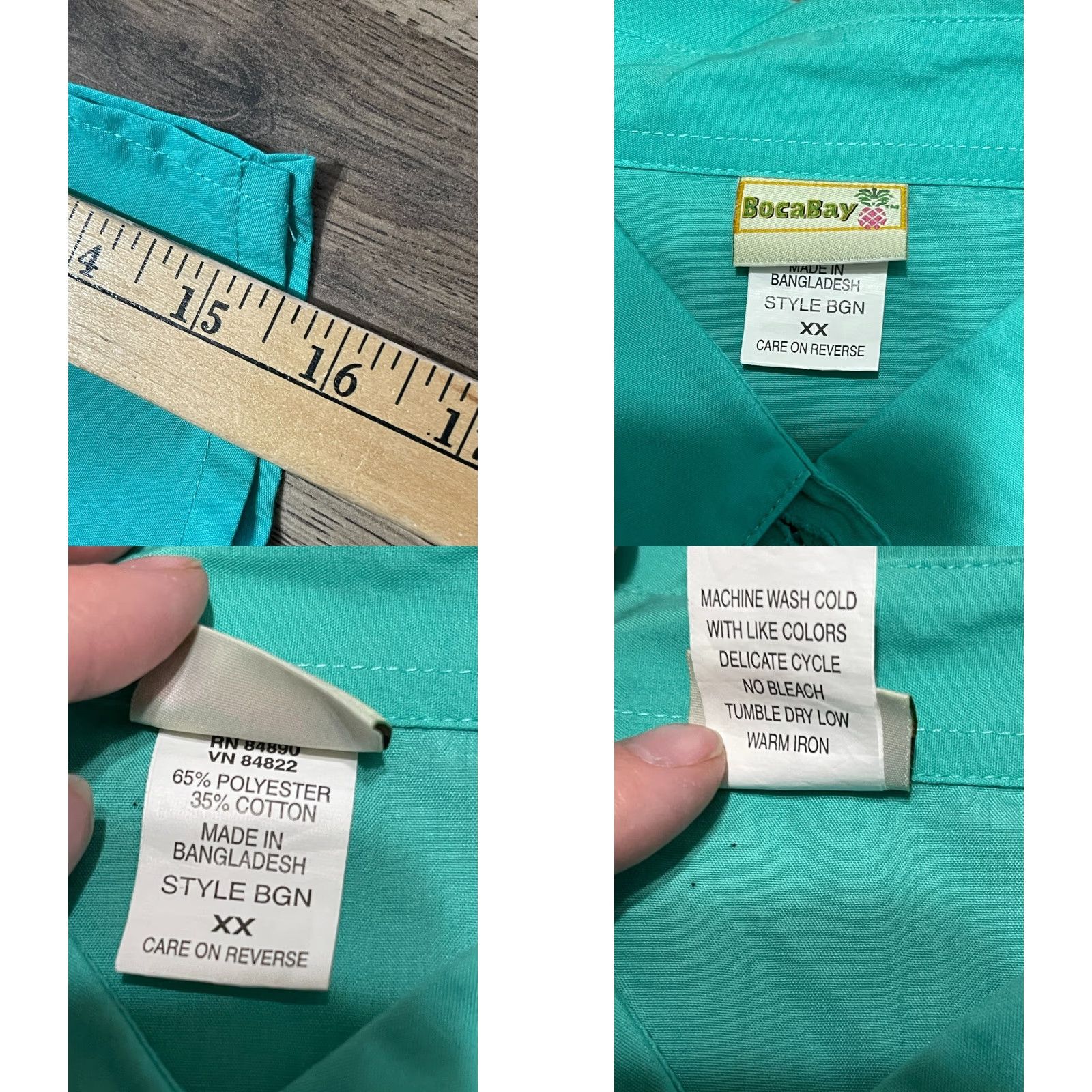 Vintage BocaBay Shirt Womens XX Teal Button Up Open Slit Sleeves Casual Modern Fall Spring Summer Size XXL / US 16-18 / IT 52-54 - 8 Thumbnail
