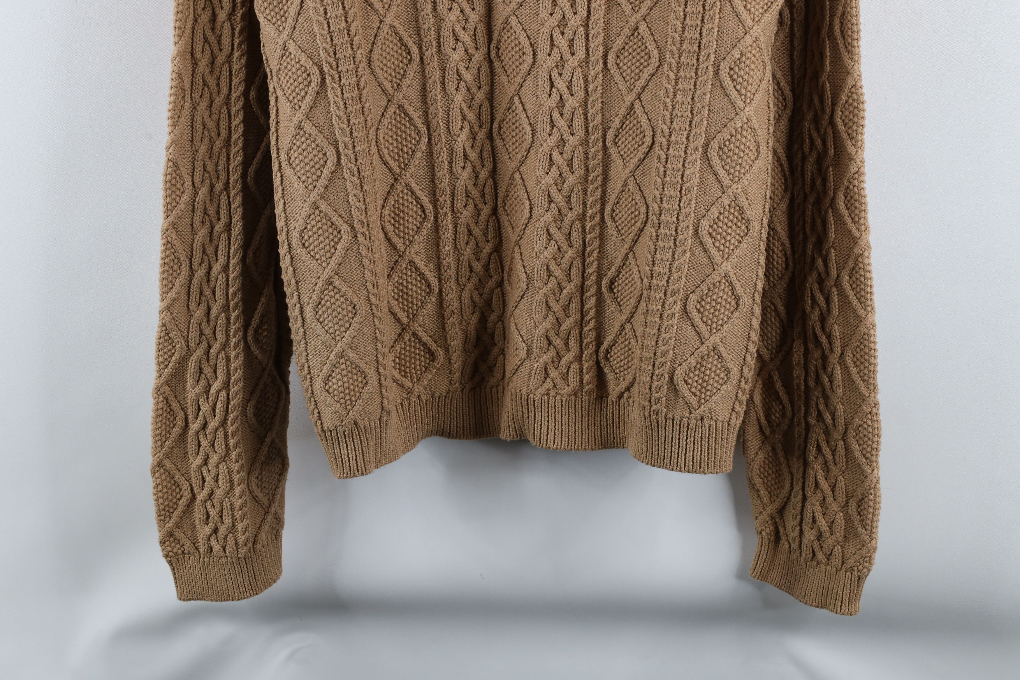 Ralph Lauren × Vintage Vintage 90s Ralph Lauren Fisherman Cable Knit Sweater Brown Size XL / US 12-14 / IT 48-50 - 3 Thumbnail