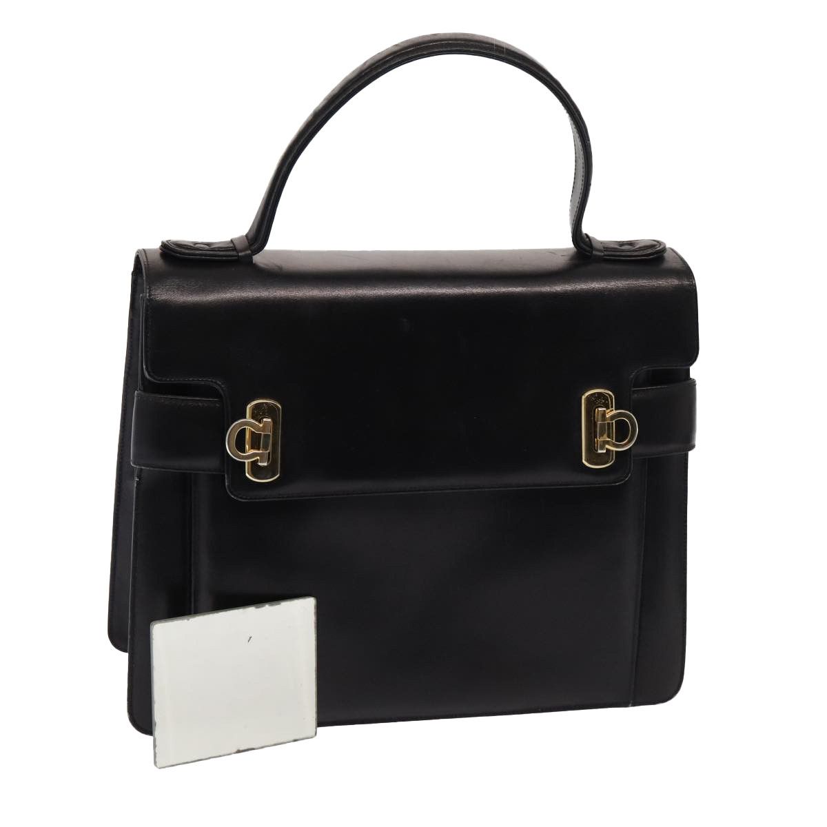 Salvatore Ferragamo Gancini Black Leather Handbag (Pre-Owned) Size ONE SIZE - 1 Thumbnail