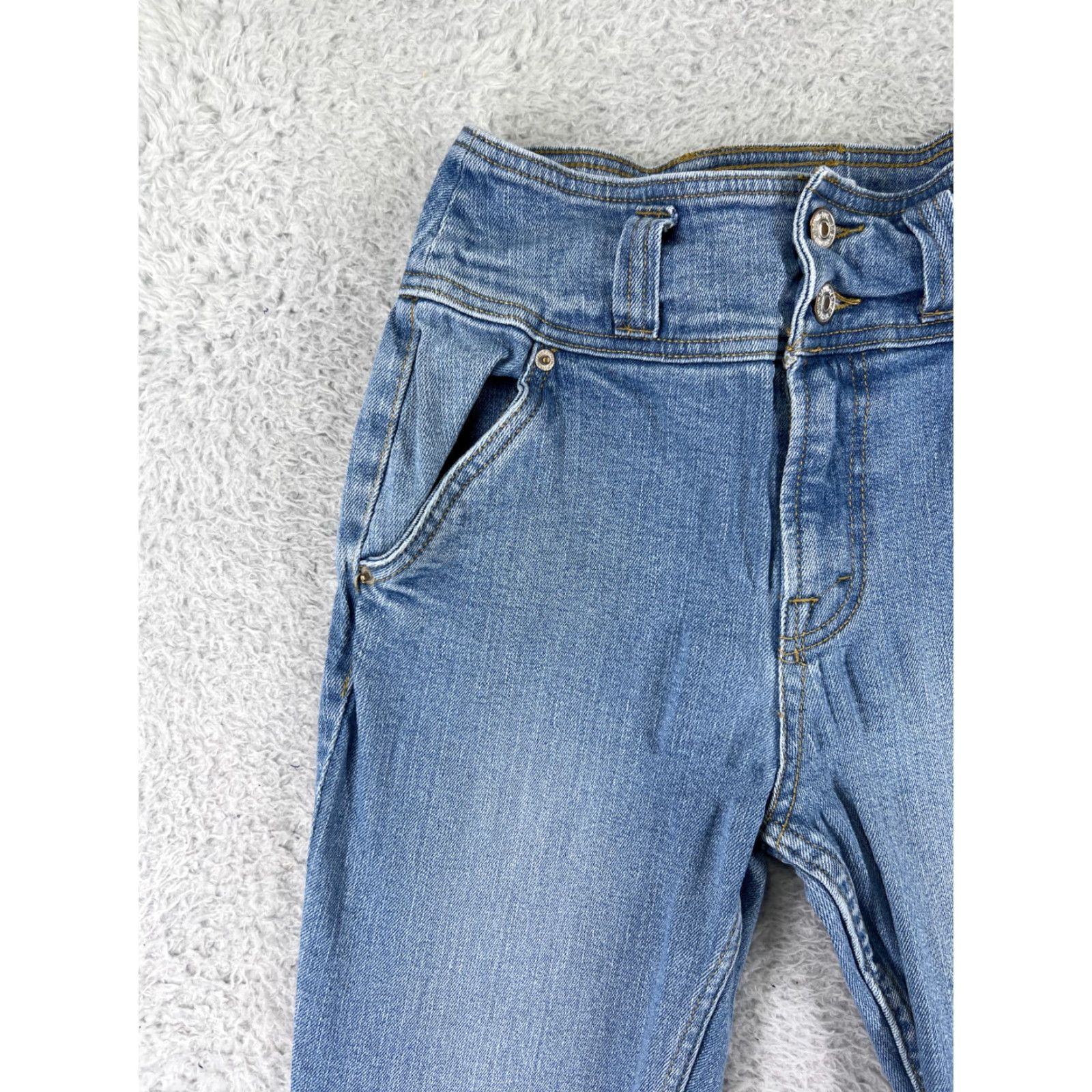 Forever 21 FOREVER 21 Jeans Women's Blue Denim Skinny 25 High Rise Cotton Blend 5-Pocket Stretch Pockets Logo Raw Hem Vintage No Size 42" / US 20 - 7 Thumbnail