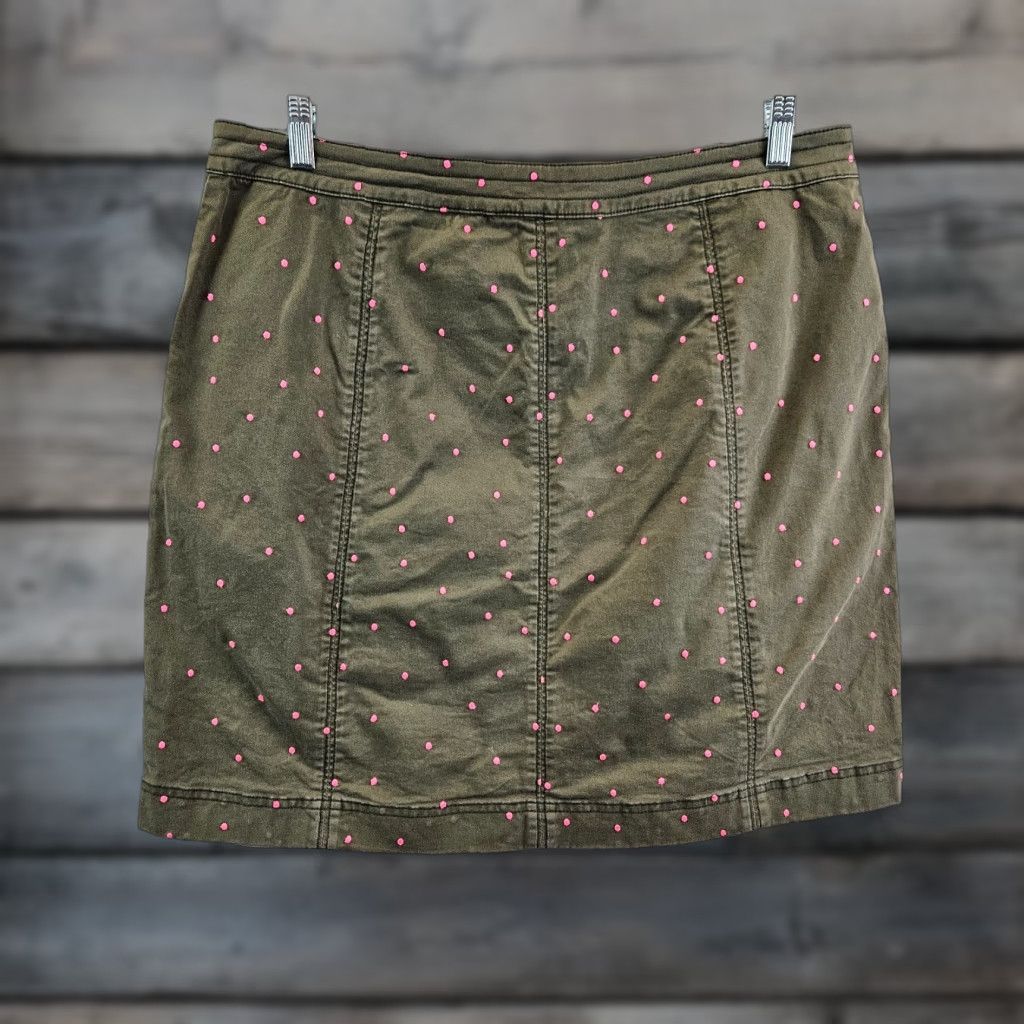 Boden Boden Womens Skirt Sz 12L Green Pink Polka Dot Pockets Cotton Blend Size 34" / US 12 / IT 48 - 1 Thumbnail