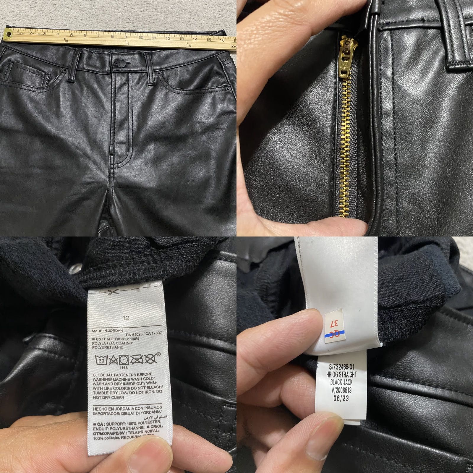 Old Navy Old Navy Pants Womens 12 Black High-Rise OG Straight Faux Leather Vegan Zip Pant Womens 12 Black High-Rise OG Straight Faux Leather Vegan Zip Size 34" / US 12 / IT 48 - 8 Thumbnail