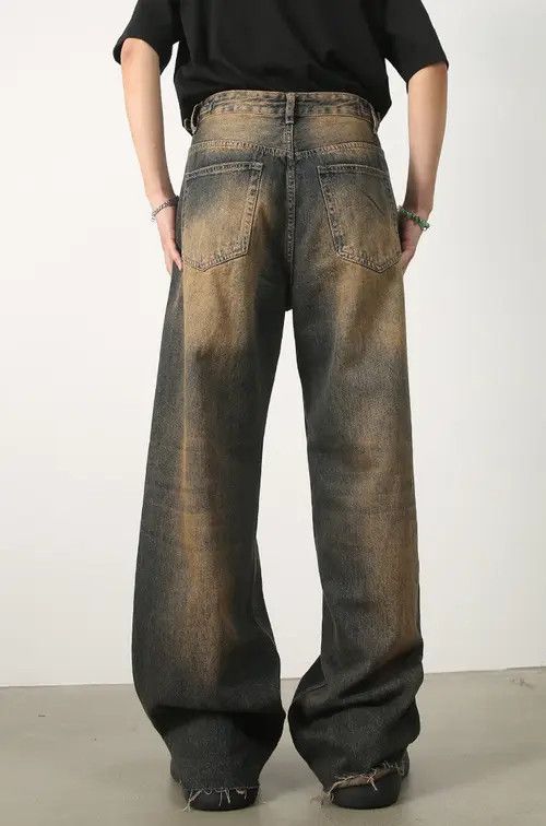 Japanese Brand Washed distressed rust-colored denim loose wide-leg Size US 32 / EU 48 - 6 Thumbnail