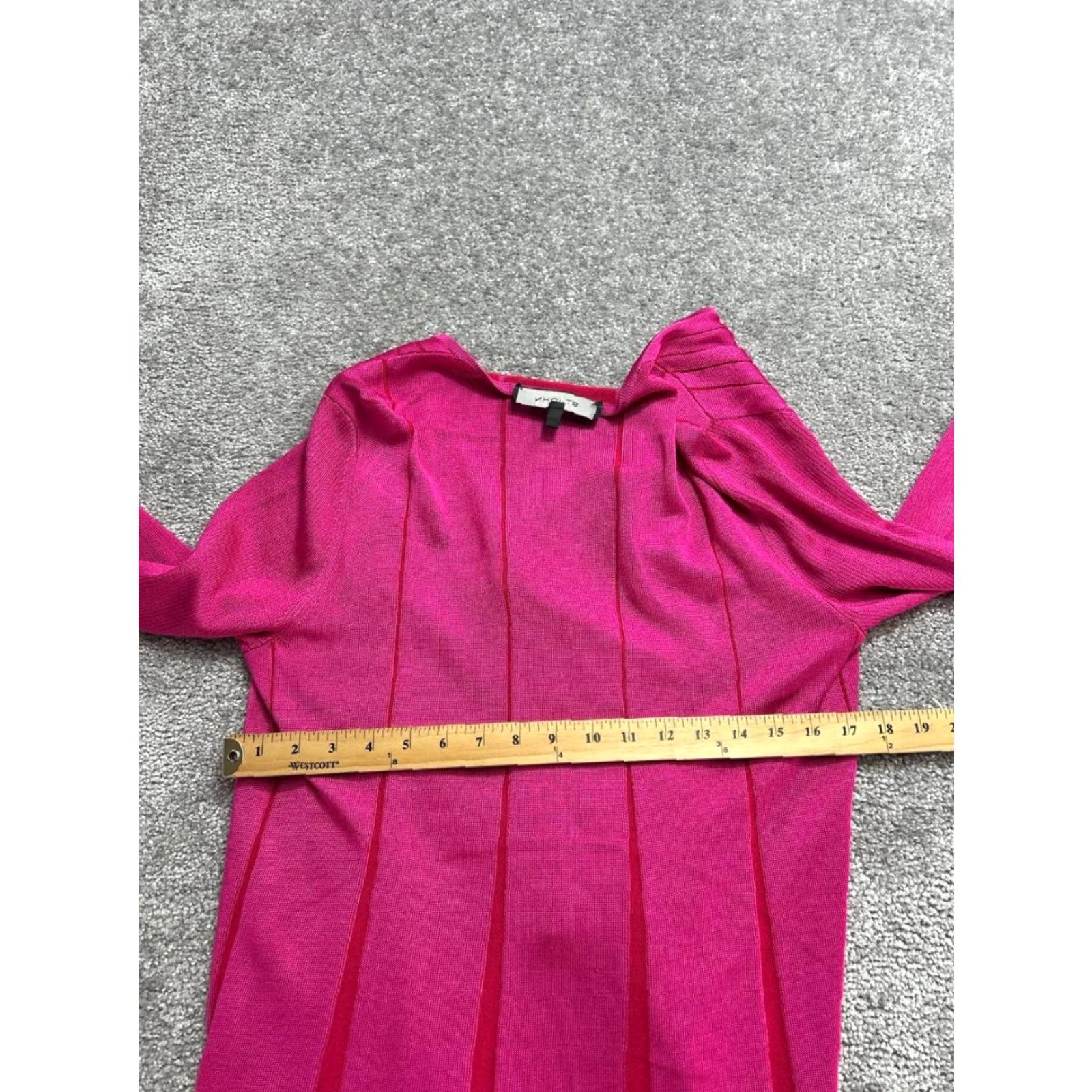 St. John St John Cardigan Sweater Womens Small Pink Striped Tight Knit Open Front Size S / US 4 / IT 40 - 6 Thumbnail