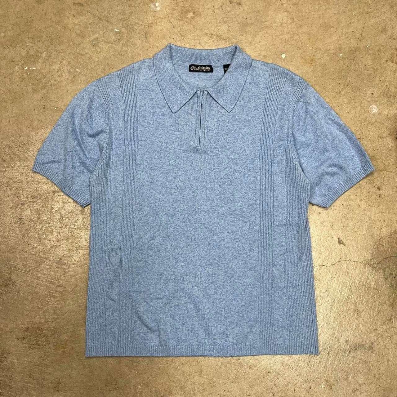 Vintage Vintage Lord & Taylor 90s knit polo shirt light blue zip Size US L / EU 52-54 / 3 - 1 Thumbnail