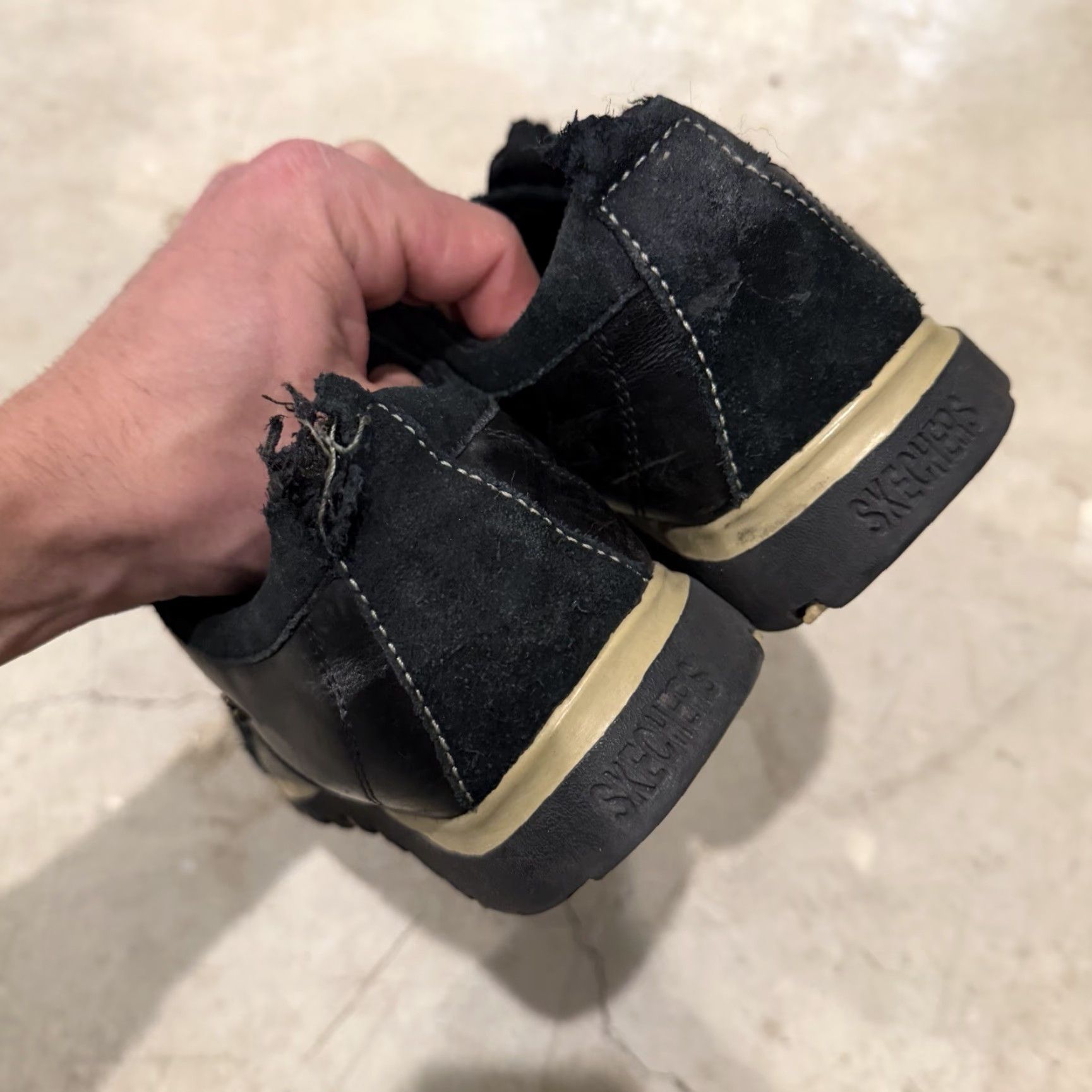SKECHERS Skechers Sneakers Women Black Retro Suede Leather Size 8.5 46077 Tears Distres Size US 6 / IT 36 - 7 Thumbnail