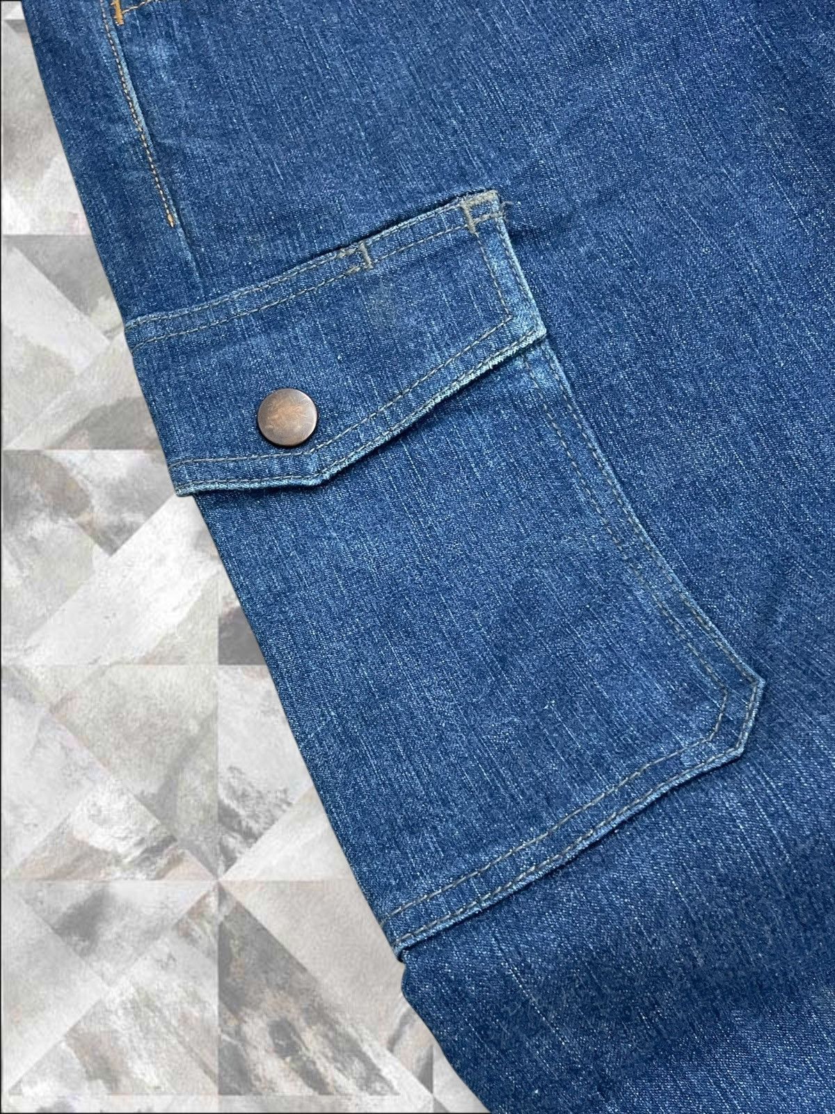 Japanese Brand Vintage 1990s Japan Designer Blue Baggy Cargo Streetwear Size US 32 / EU 48 - 8 Thumbnail