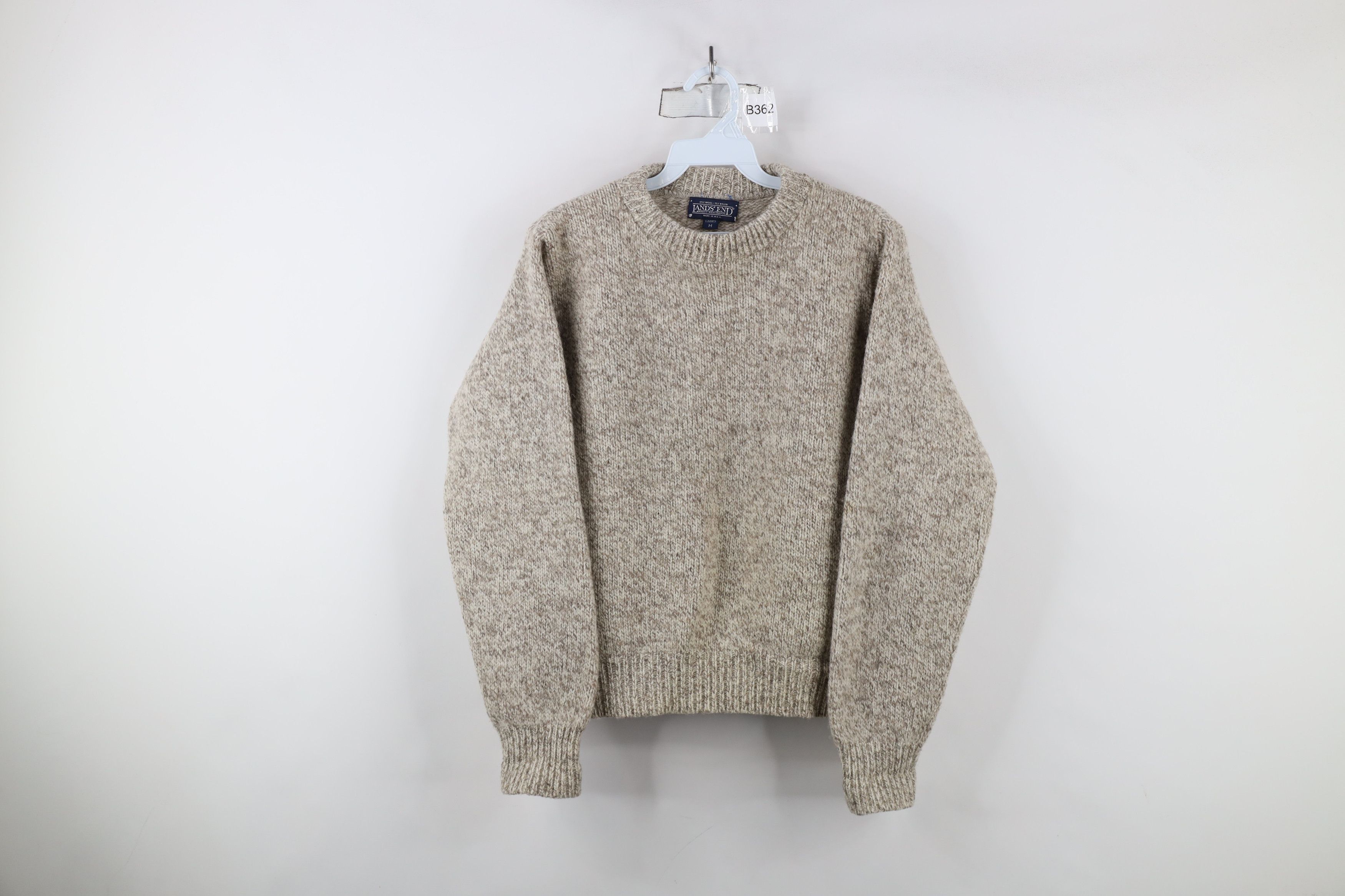 Lands' End × Vintage Vintage 90s Lands End Wool Blend Sweater Oatmeal Brown USA Size M / US 6-8 / IT 42-44 - 1 Thumbnail