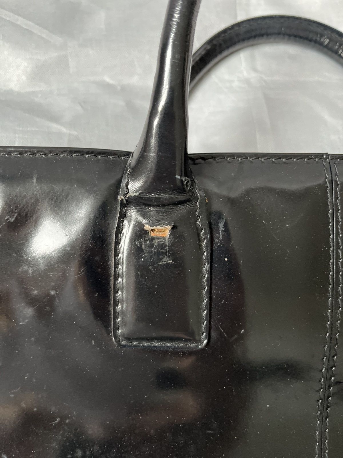 Gucci Gucci Black Patent Leather Tote Bag Vintage Italy Size ONE SIZE - 5 Thumbnail