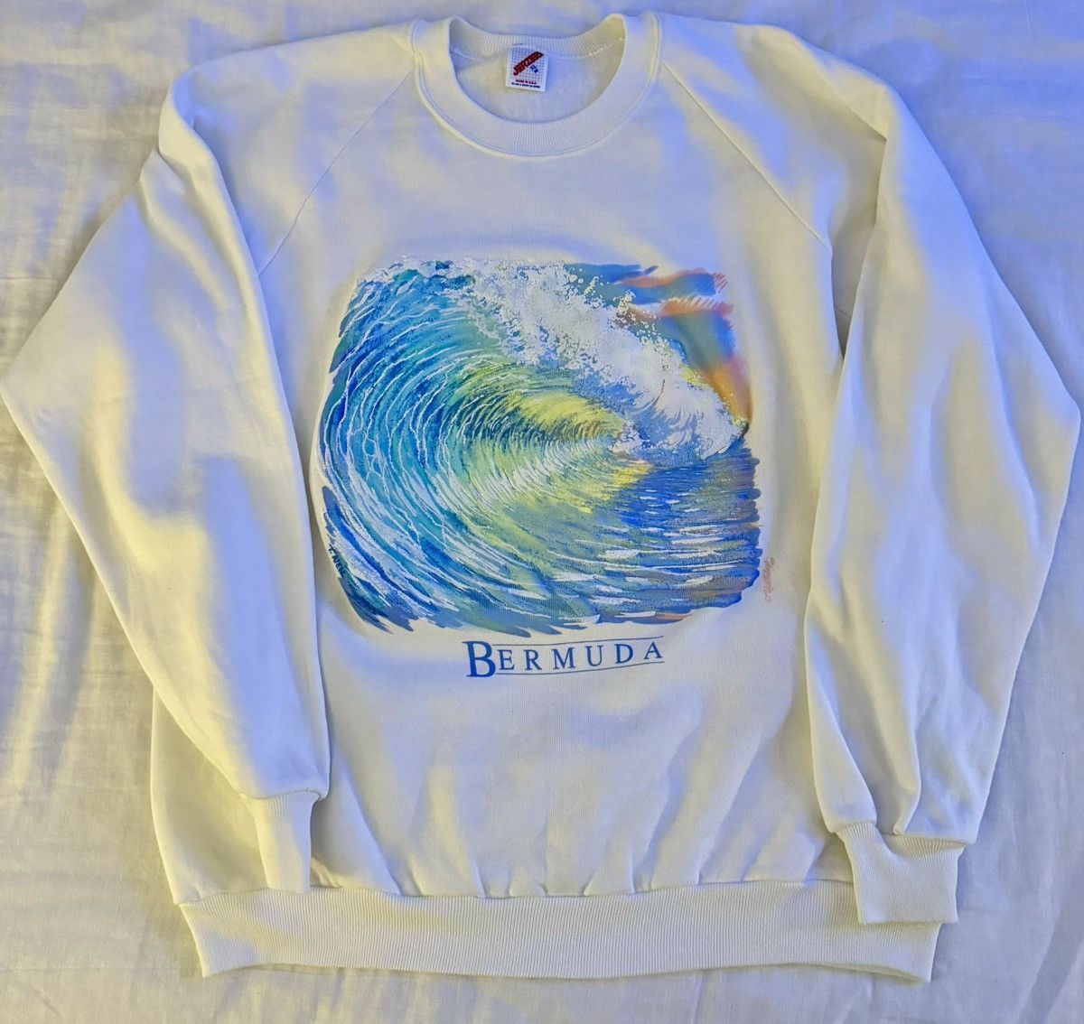 Art Comes First × Jerzees Vintage 1989 Bermuda Wave Art Sweatshirt Size US XL / EU 56 / 4 - 3 Thumbnail