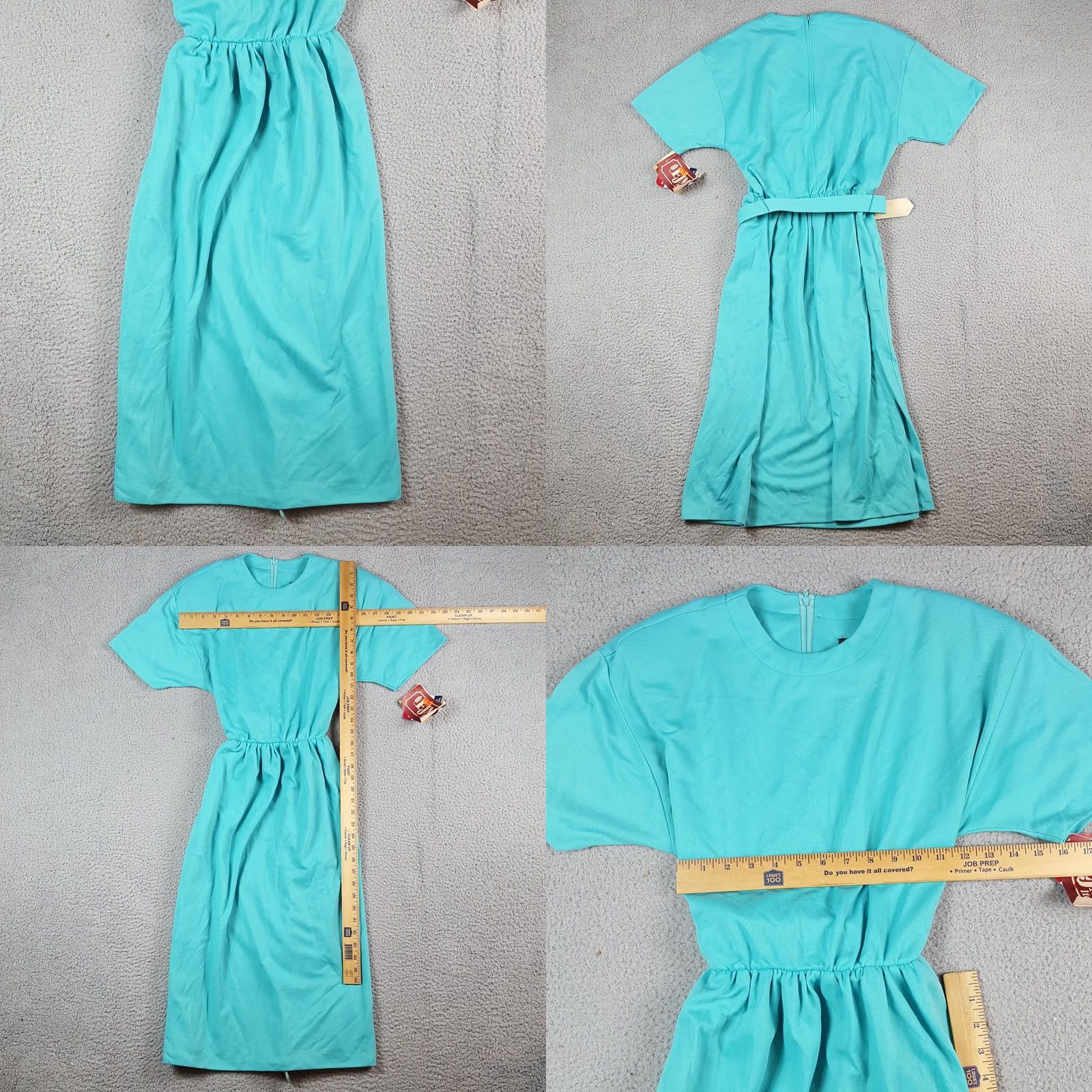 Vintage VINTAGE 80s Belted Turquoise Short Sleeve Women's Size 6 Long Maxi Dress Blue Size 28" / US 6 / IT 42 - 8 Thumbnail