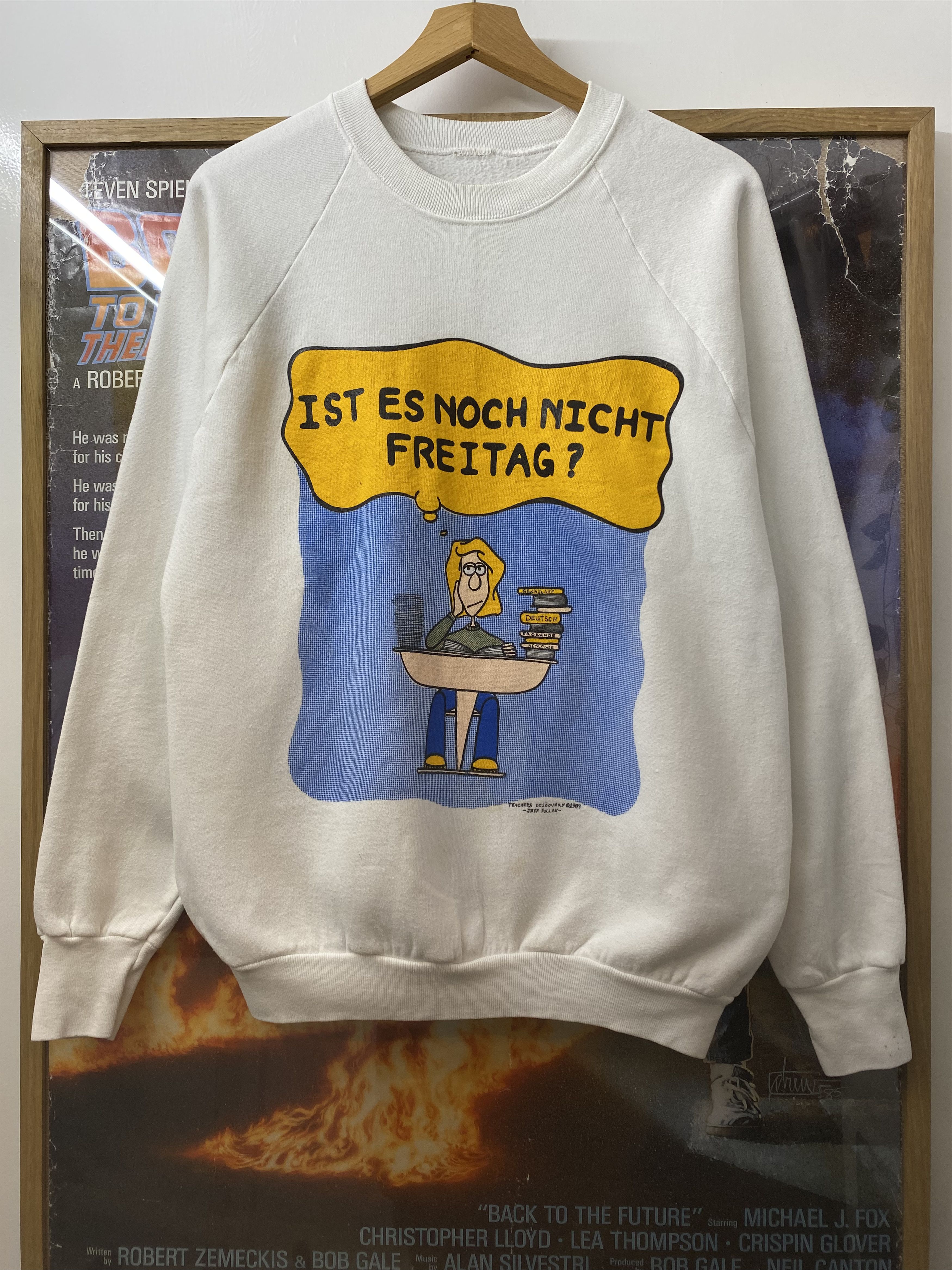Vintage 1989 Jeff Polak Teachers Discovery German Cartoon Jumper Size US L / EU 52-54 / 3 - 1 Thumbnail