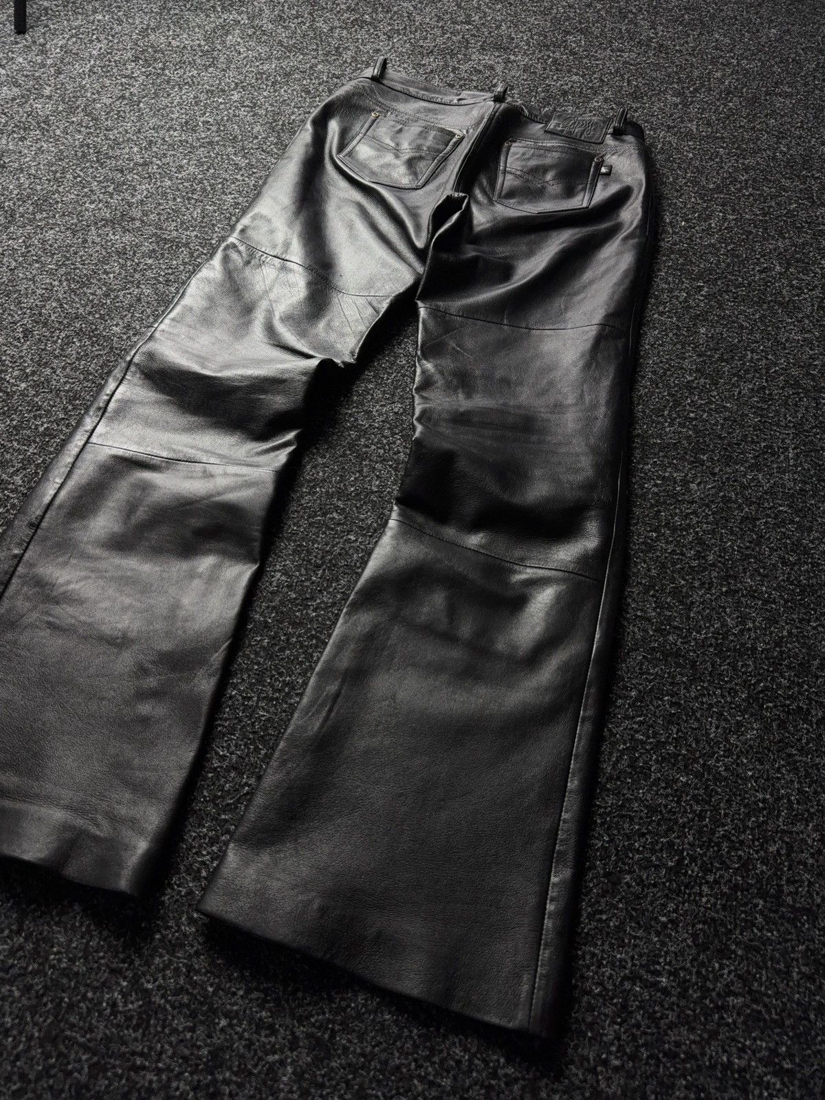 Japanese Brand 🔥VNTG Leather Biker Opium Flared Pants Avant Garde Gothic Size 30" / US 8 / IT 44 - 12 Thumbnail
