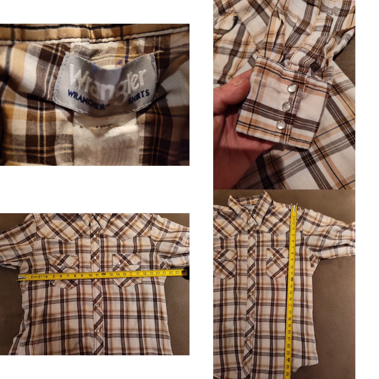 Wrangler VINTAGE Wrangler Wrancher Shirt Mens Large Brown Western Pearl Snap Striped Long Sleeve Size US L / EU 52-54 / 3 - 8 Thumbnail