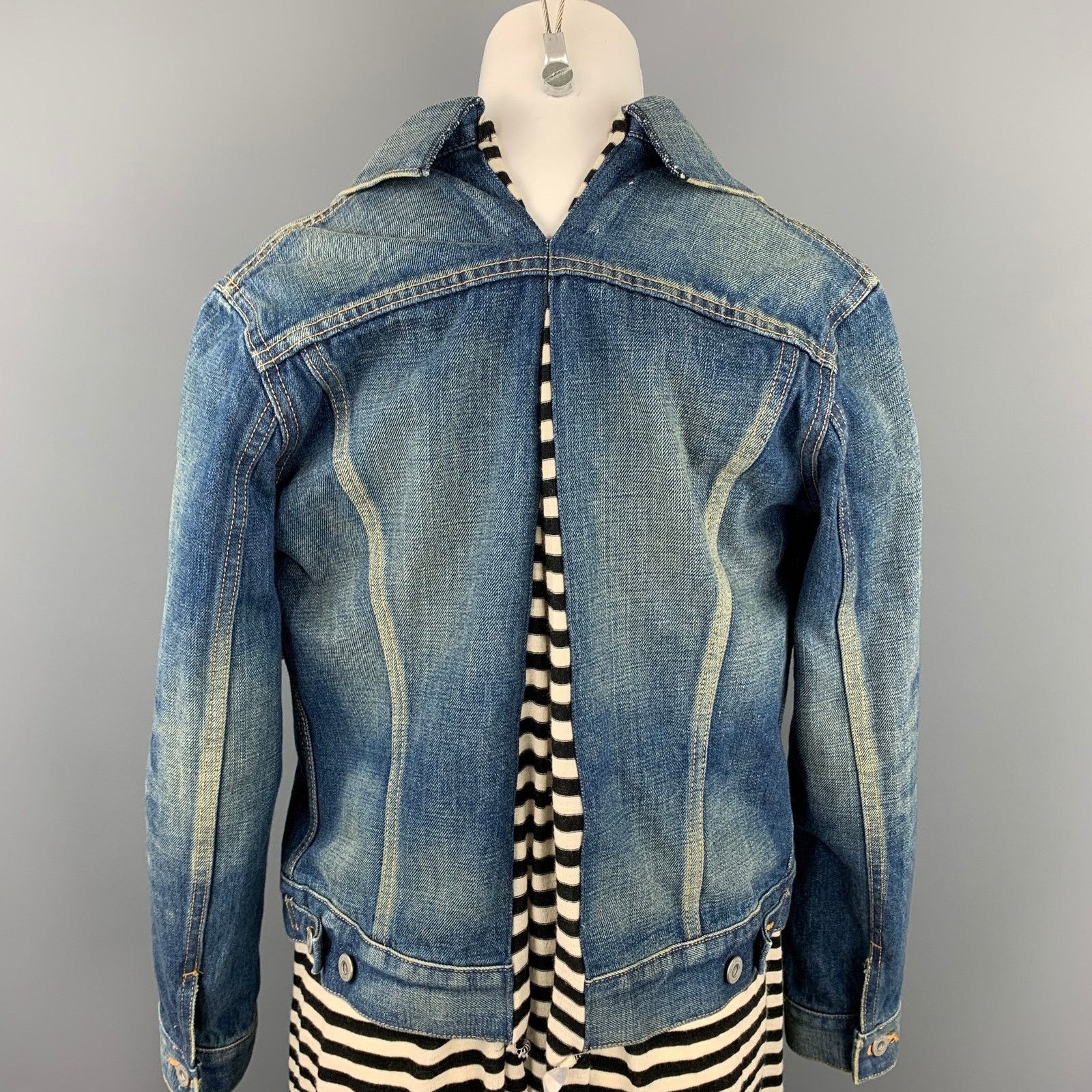Junya Watanabe S Black & White Stripe Jersey Layered Denim Jacket Dress Size S / US 4 / IT 40 - 5 Thumbnail