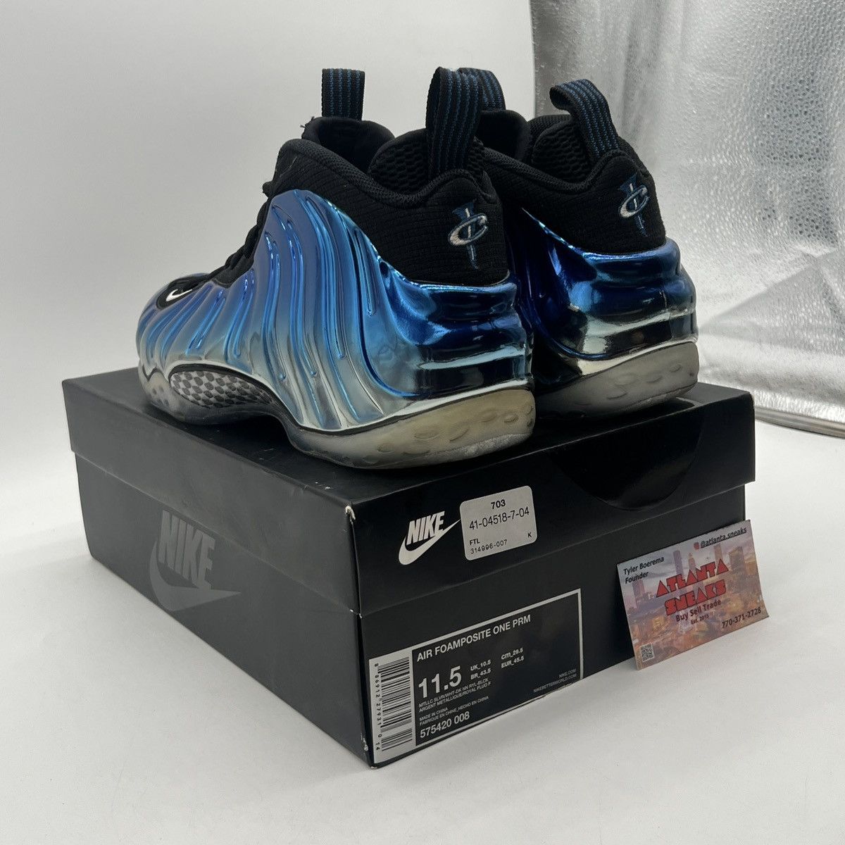 Nike Air Foamposite one blue mirror Size US 11.5 / EU 44-45 - 4 Thumbnail
