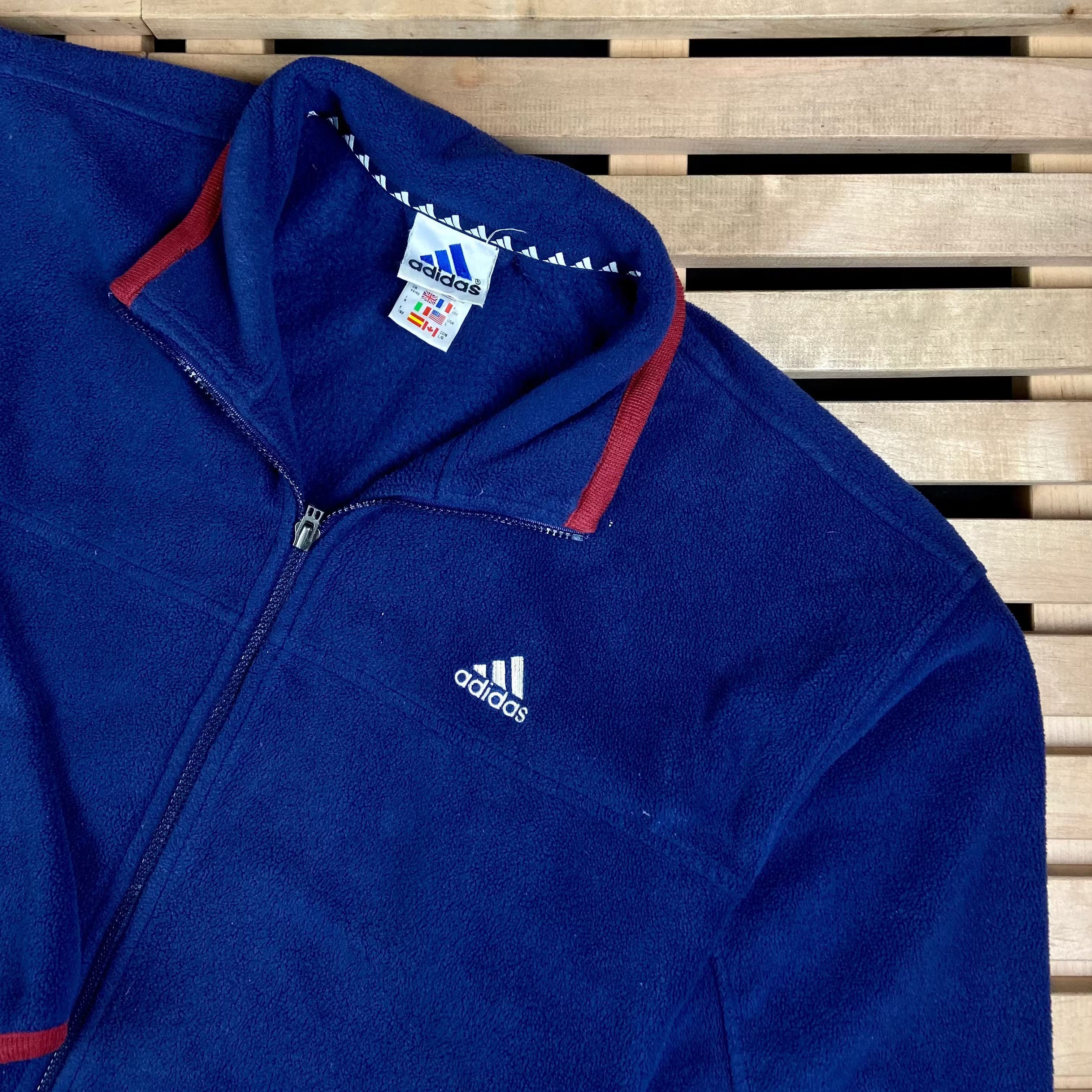 Adidas × Vintage Mens Fleece Bomber Jacket Adidas Vintage Size L Size US L / EU 52-54 / 3 - 2 Thumbnail