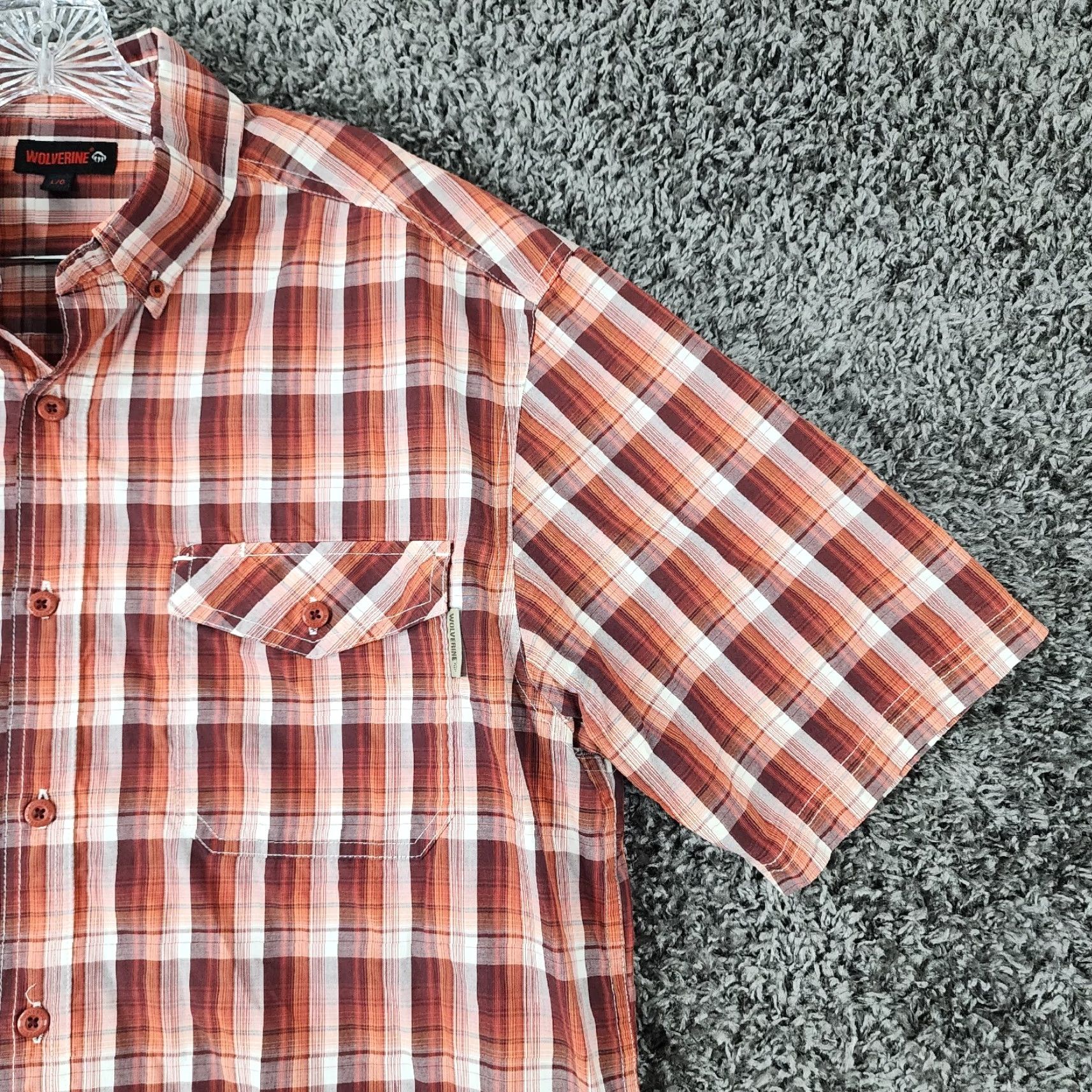 Vintage VINTAGE Wolverine Shirt Plaid Short Sleeve Button-Up - Mens L Red Orange, Wolverine Character Size US 33 - 3 Thumbnail