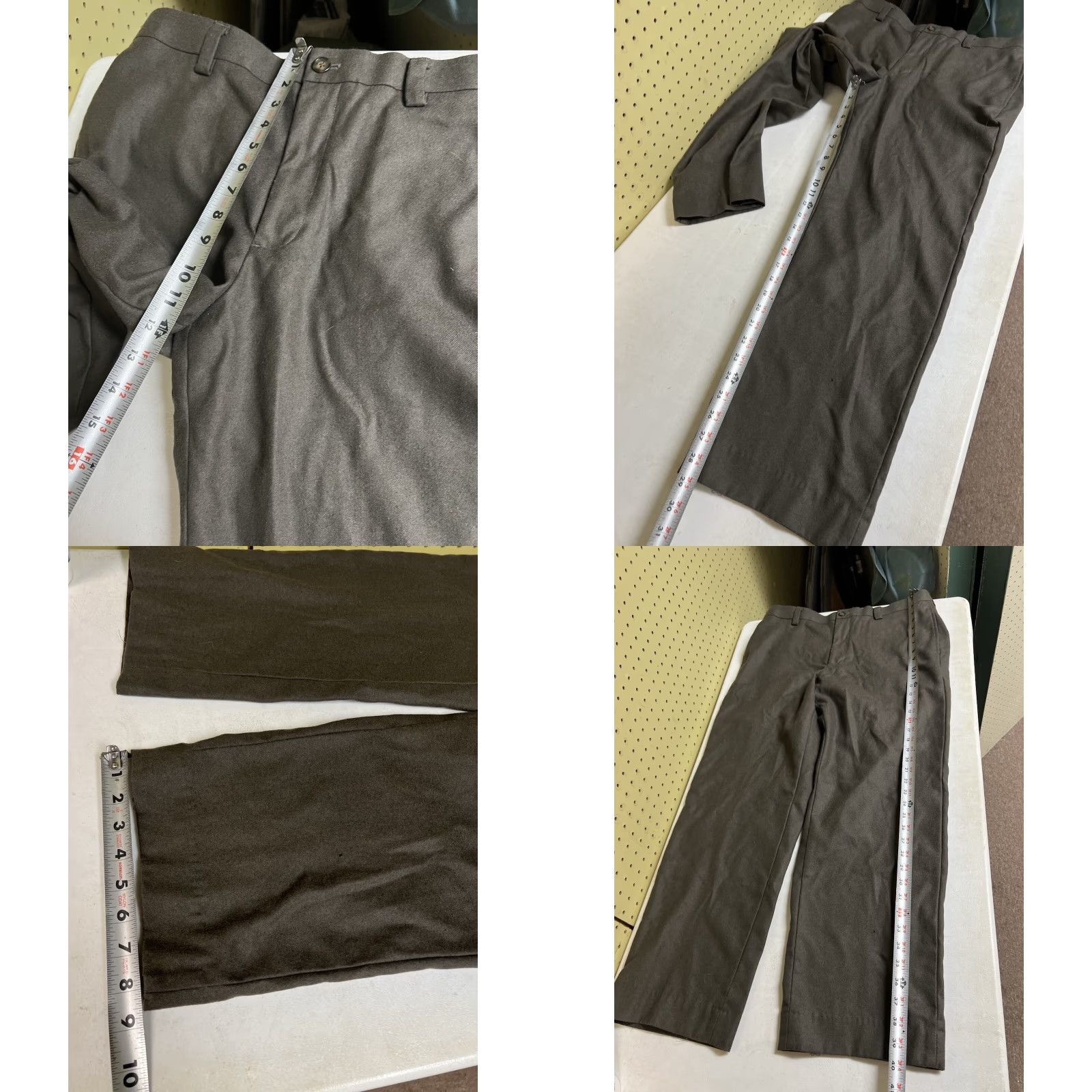 Vintage Men's L.L. Bean Brown Wool Flat Front Pants Size 35X30 Regular Straight 5-Pocket Dry Clean Only Size US 35 - 8 Thumbnail