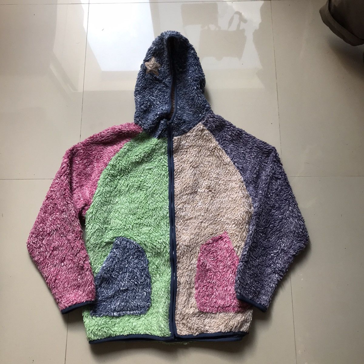 Japanese Brand × Vintage Vintage rare Rough fur fleece jacket world printing factory Size US M / EU 48-50 / 2 - 13 Thumbnail