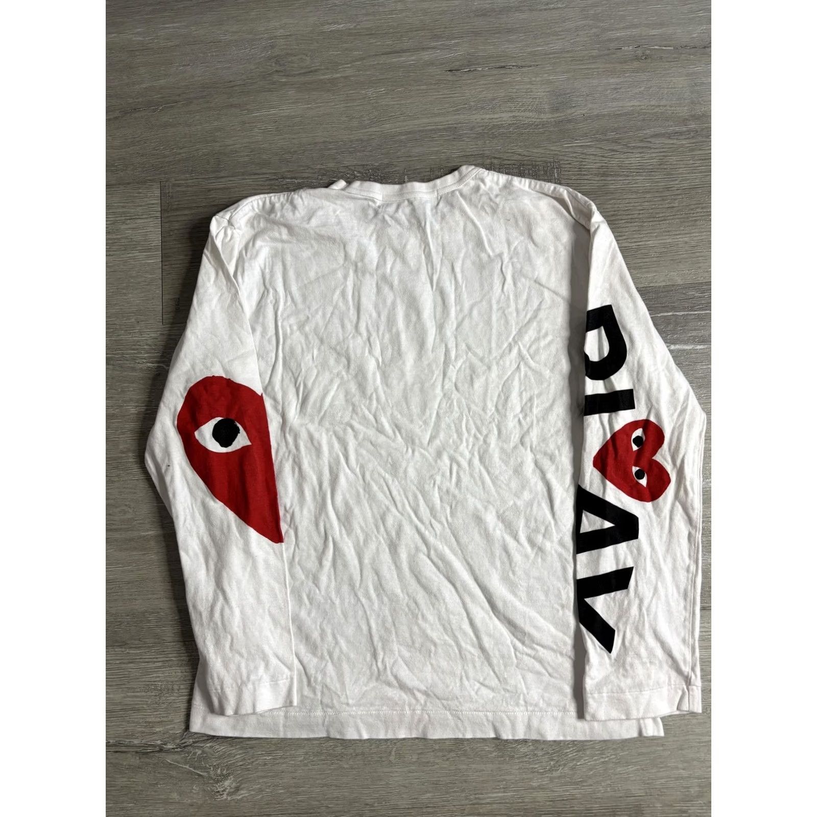 Vintage Comme Des Garcons Play Shirt Mens Large White Long Sleeve Heart Graphic Tee Size US L / EU 52-54 / 3 - 5 Thumbnail