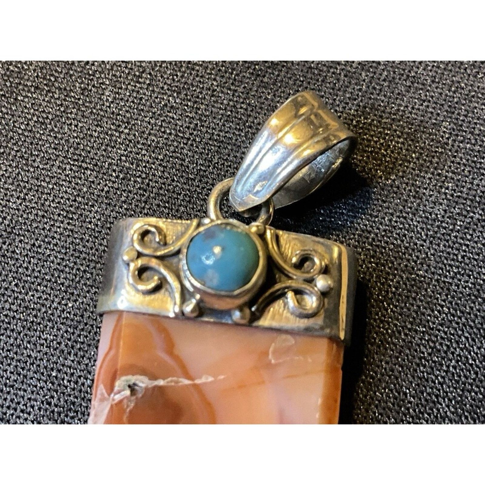 Other 925 Sterling Silver Turquoise and Carnelian Pendant Size ONE SIZE - 3 Thumbnail