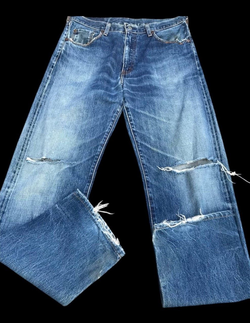 Levi's VINTAGE 1990s LEVIS 502 SELVEDGED DISTRESSED KURT COBAIN Size US 33 - 4 Thumbnail